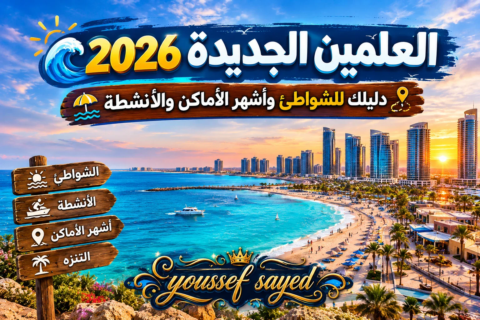 image about 🌊 العلمين الجديدة 2026 .. دليلك للشواطئ وأشهر الأماكن والأنشطة