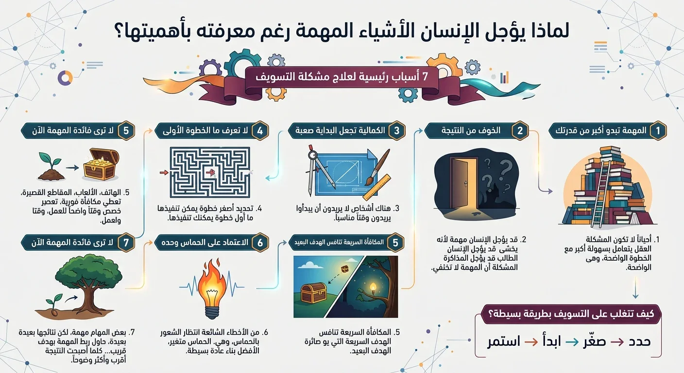 image about لماذا يؤجل الإنسان الأشياء المهمة رغم معرفته بأهميتها؟ 7 أسباب وحلول عملية