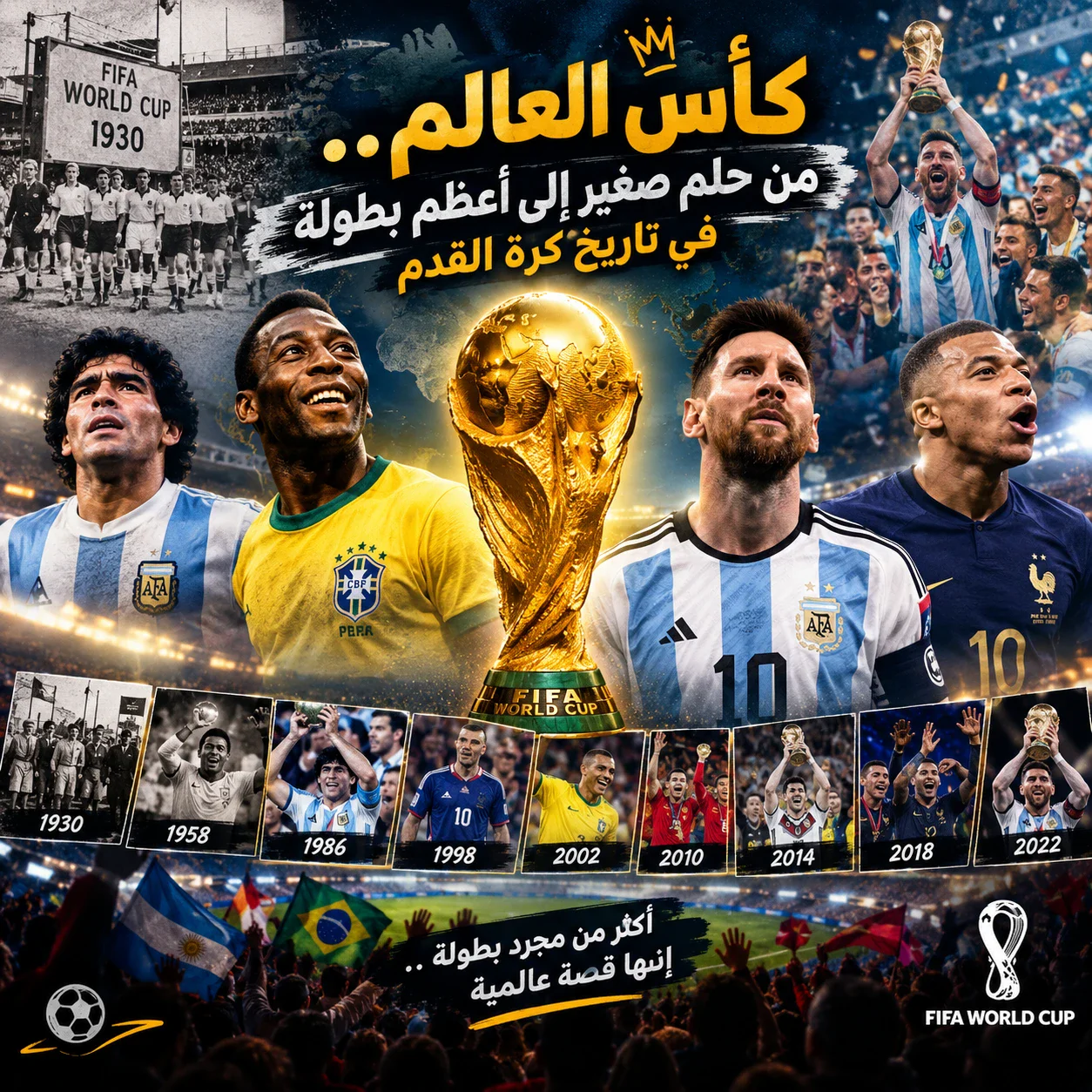 image about 🏆 كأس العالم.. من حلم صغير إلى أعظم بطولة في تاريخ كرة القدم 🌍