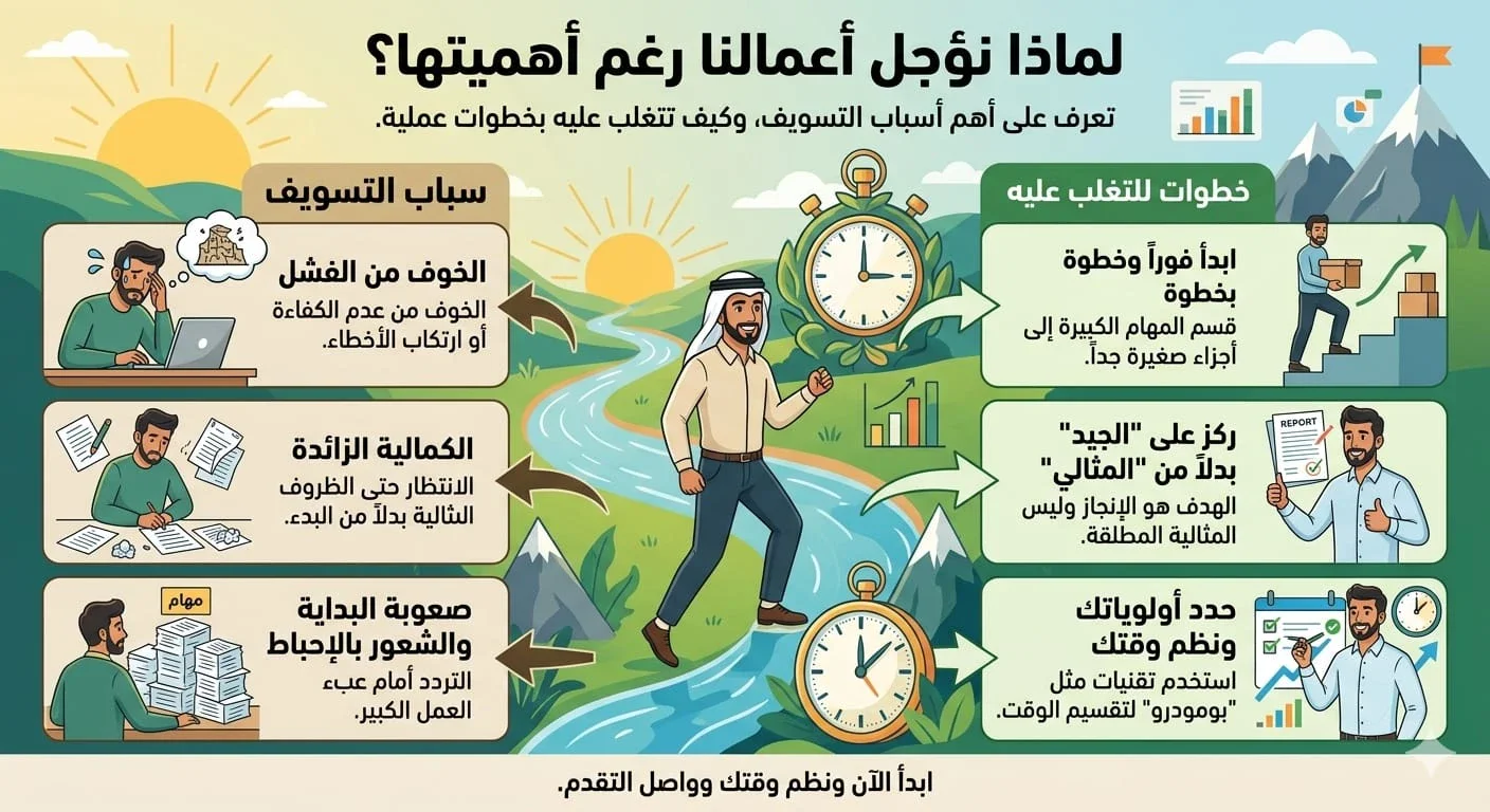 image about لماذا نؤجل أعمالنا؟ 10 أسباب للتسويف وكيف تتخلص منه عمليًا