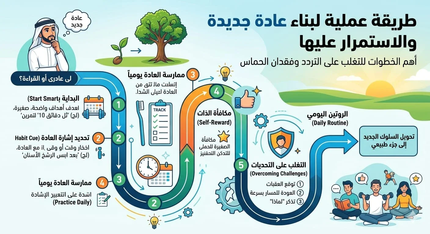 image about كيف تبني عادة جديدة وتستمر عليها؟ طريقة عملية لتغيير سلوكك