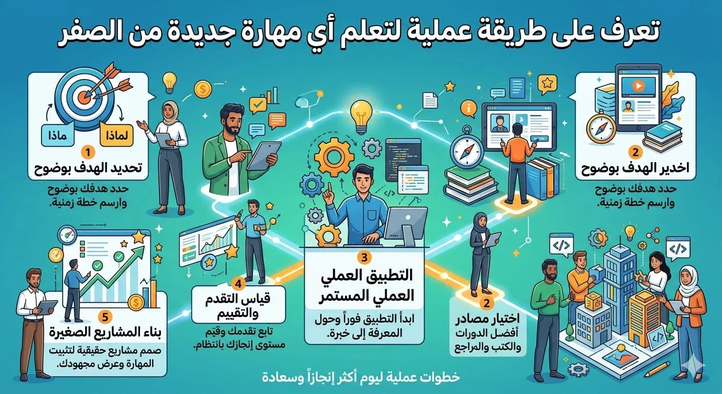 image about كيف تتعلم أي مهارة جديدة من الصفر؟ طريقة عملية للتعلم الذاتي