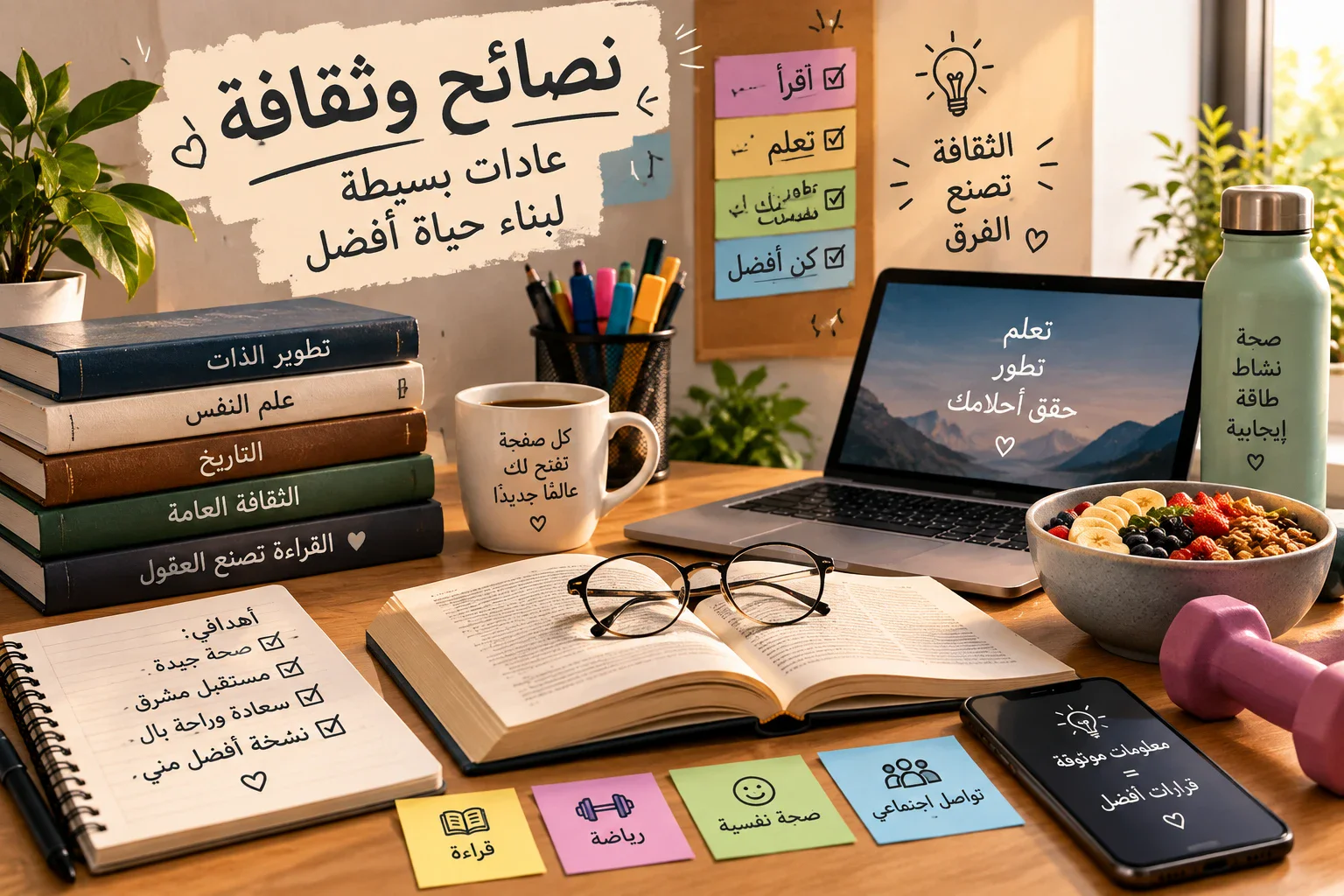 image about 🌱 نصائح وثقافة: عادات بسيطة لبناء حياة أفضل وشخصية أقوى