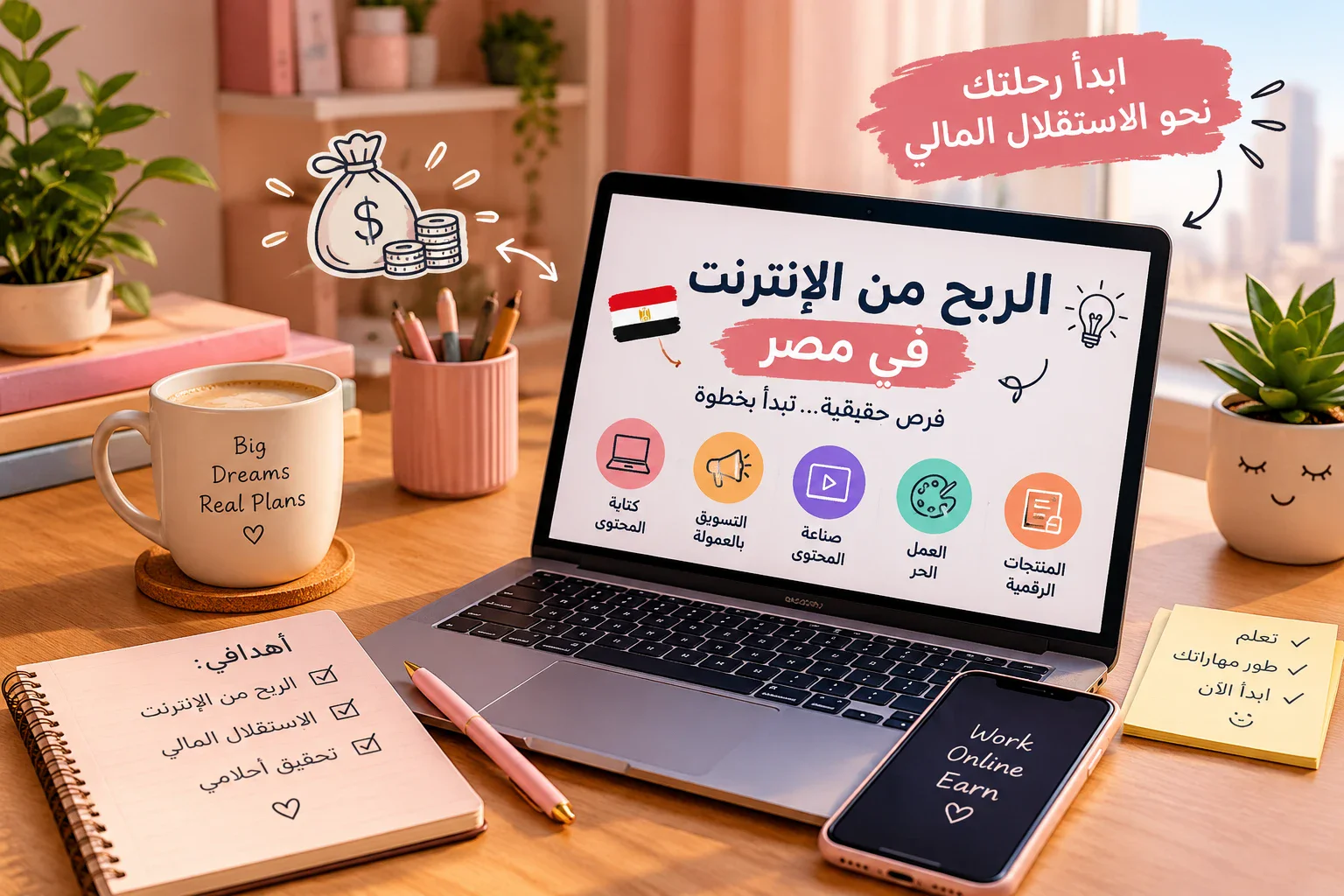 image about أفضل طرق الربح من الإنترنت في مصر 2026 للمبتدئين بدون رأس مال