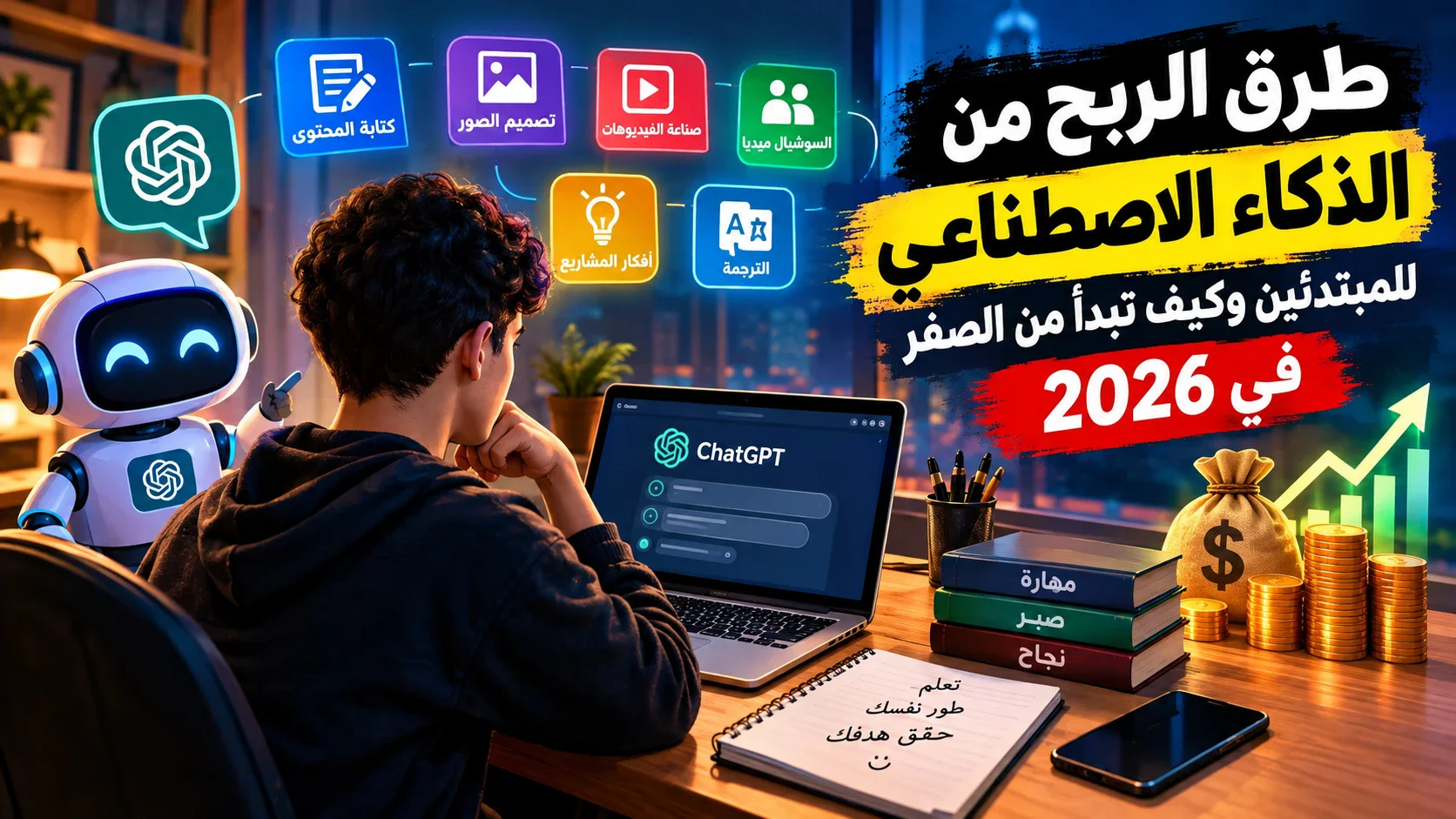 image about طرق الربح من الذكاء الاصطناعي للمبتدئين وكيف تبدأ من الصفر في 2026