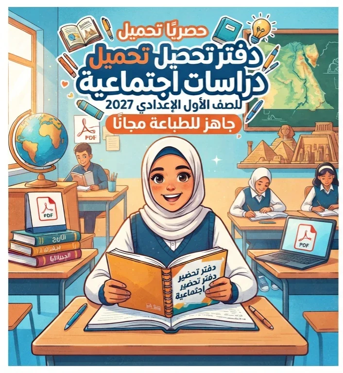 image about 📕 حصريًا تحميل دفتر تحضير دراسات اجتماعية للصف الأول الإعدادي 2027 PDF جاهز للطباعة مجانًا
