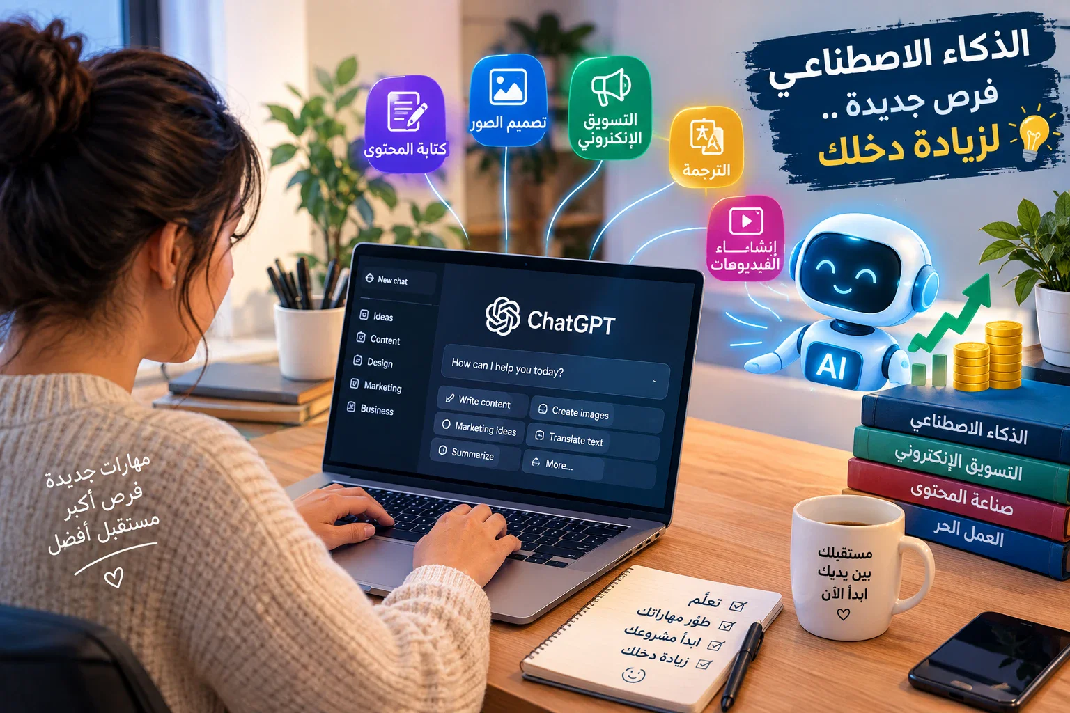 image about كيف يمكنك استخدام الذكاء الاصطناعي لزيادة دخلك؟ 5 طرق عملية للبدء