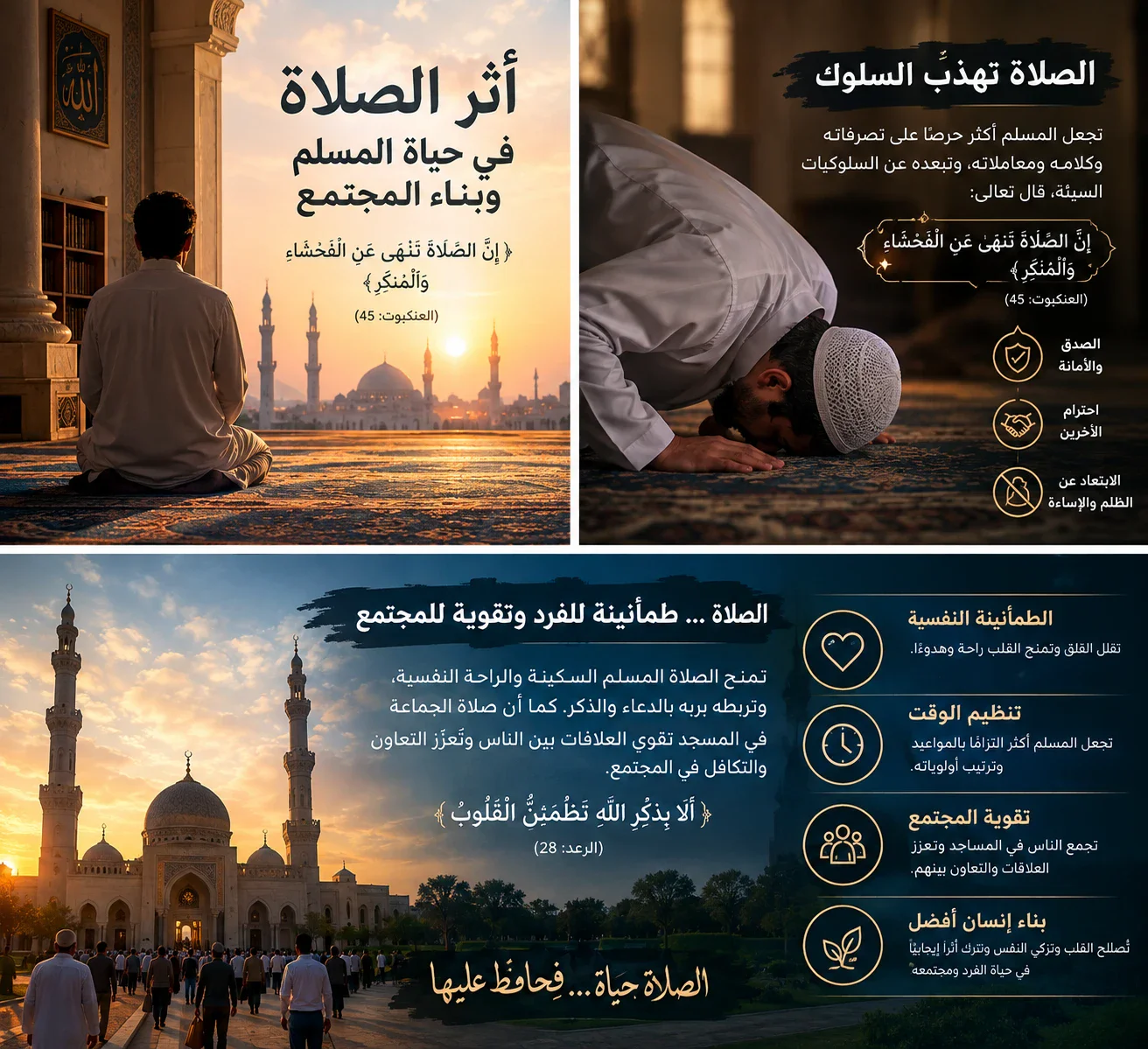 image about أثر الصلاة في حياة المسلم وبناء المجتمع