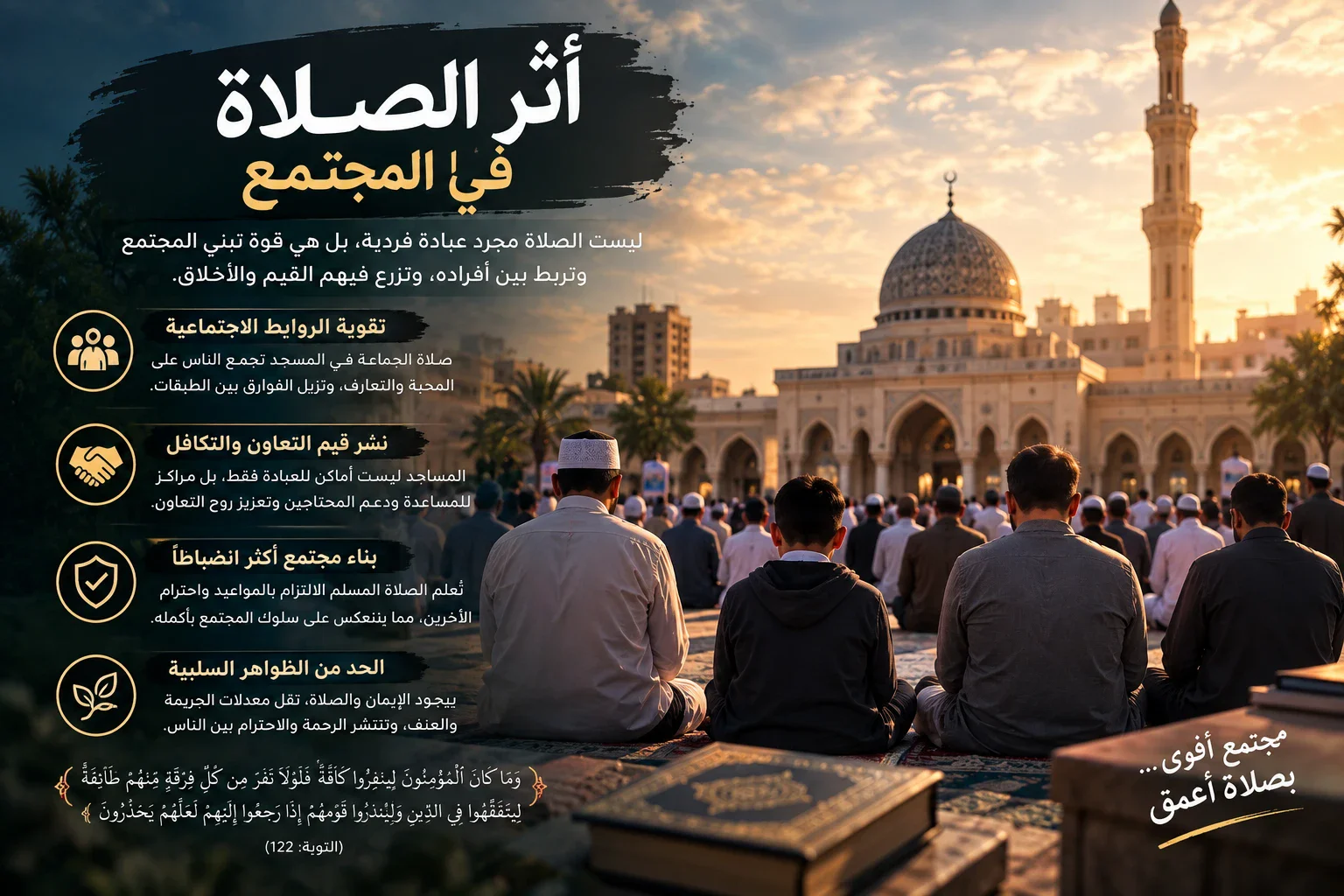 image about أثر الصلاة في حياة المسلم وبناء المجتمع