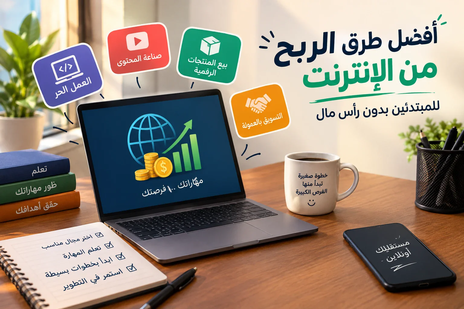 image about أفضل طرق الربح من الإنترنت للمبتدئين بدون رأس مال