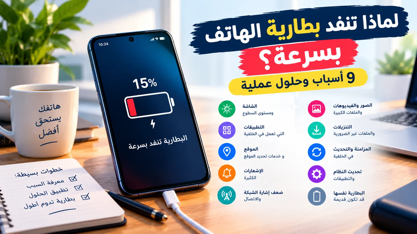 image about لماذا تنفد بطارية الهاتف بسرعة؟ 9 أسباب وحلول عملية