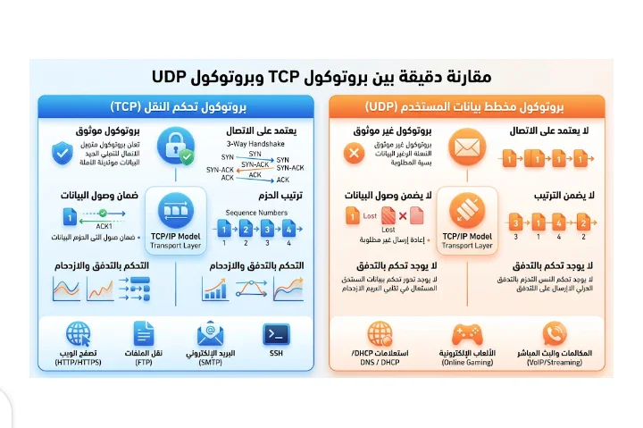 image about ما الفرق بين بروتكول TCP و بروتكول UDP فى الشبكات 