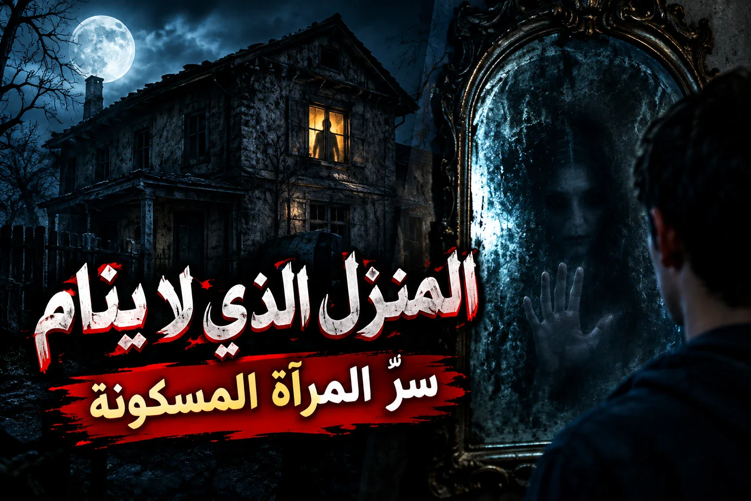image about **المنزل الذي لا ينام: سرُّ المرآة المسكونة**