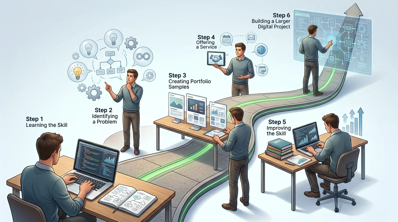 image about هل يمكن تحويل مهارة بسيطة إلى دخل أونلاين؟ 6 خطوات لبناء أول مشروع رقمي