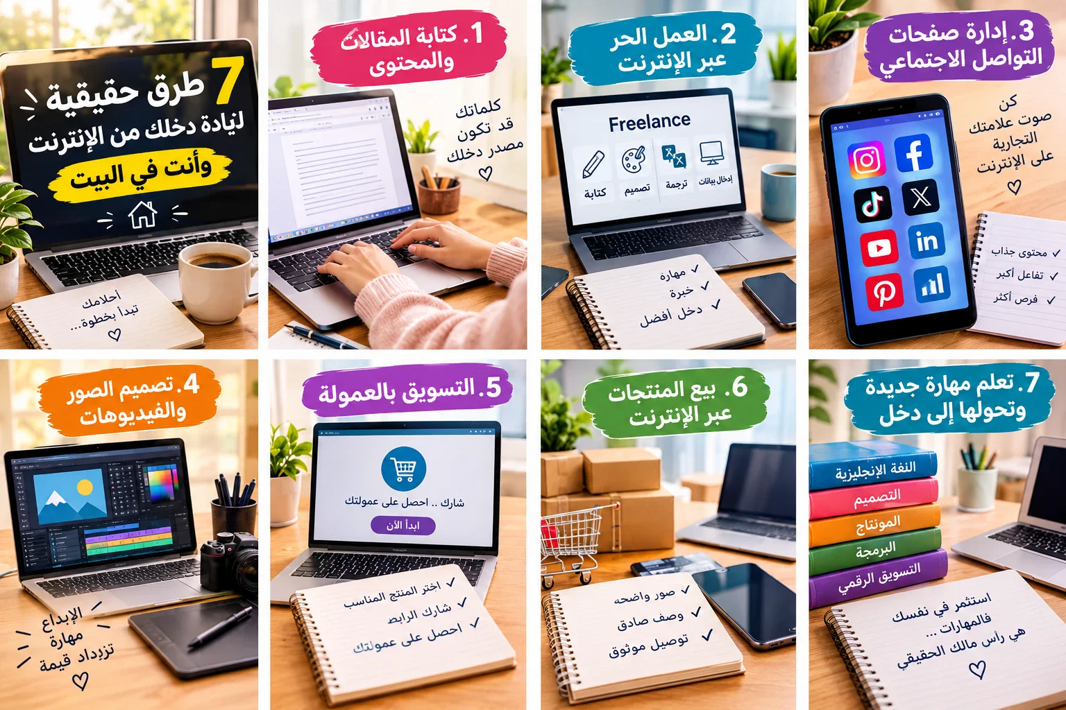image about 7 طرق حقيقية لزيادة دخلك من الإنترنت وأنت في البيت