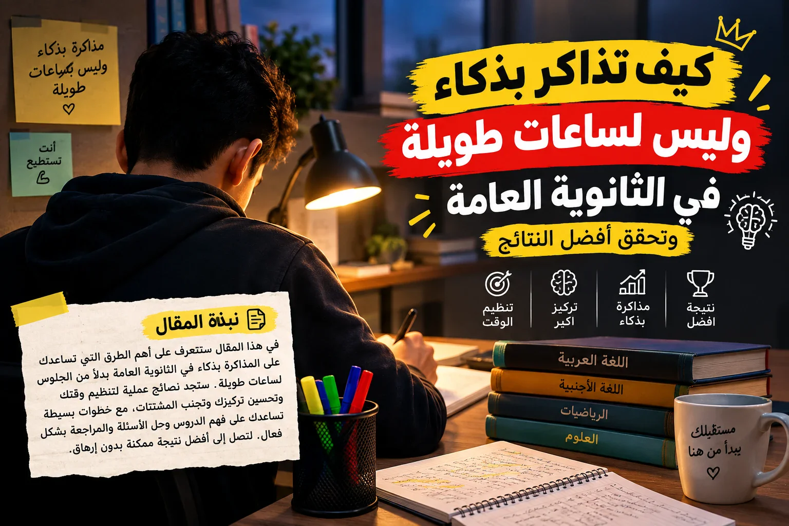 image about 🧠 سر المتفوقين في الثانوية العامة | كيف تذاكر بذكاء وتحقق أفضل النتائج بدون ساعات طويلة 📚🔥
