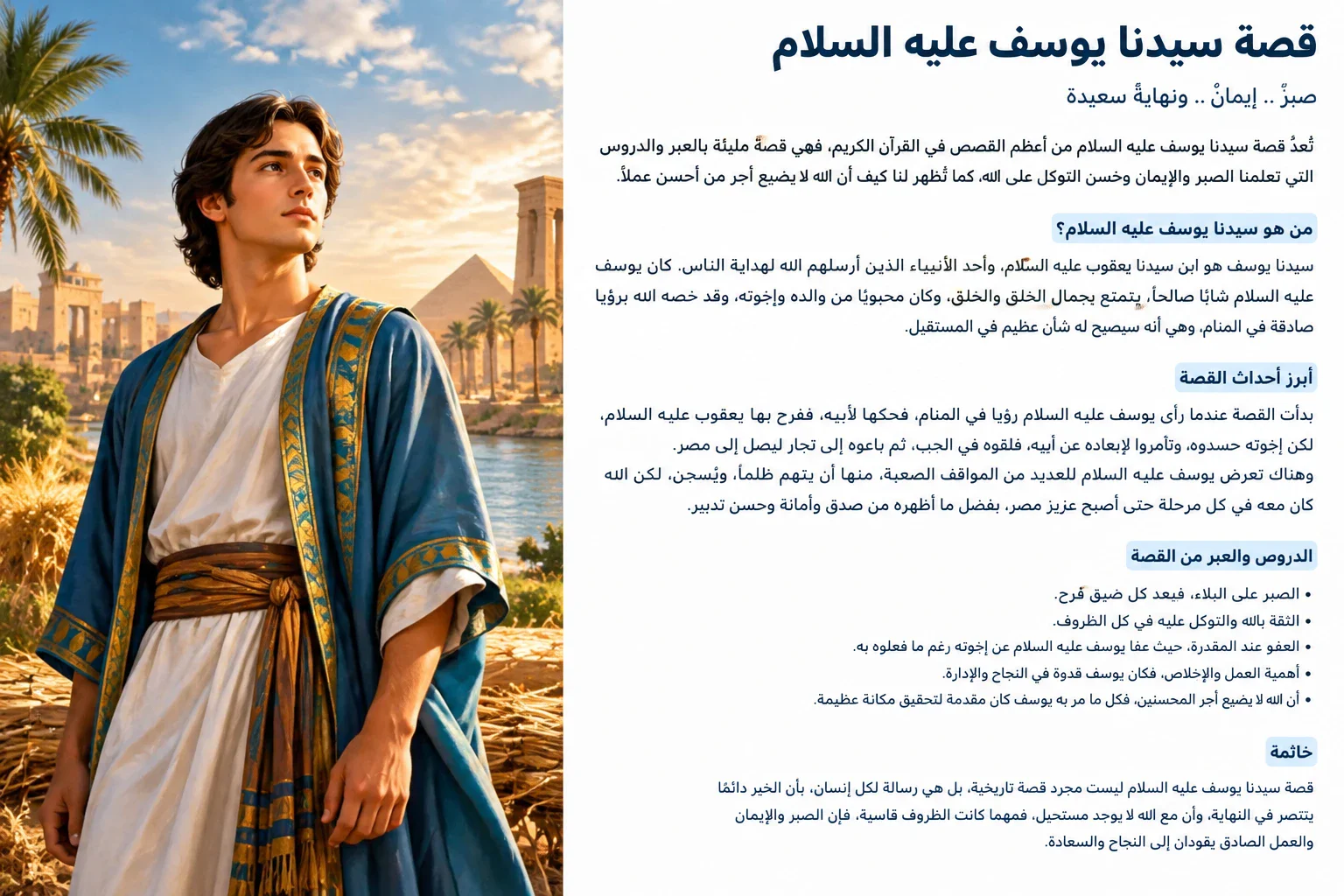 image about قصه سيدنا يوسف عليه السلام واهم الدروس المستفادة من حياته