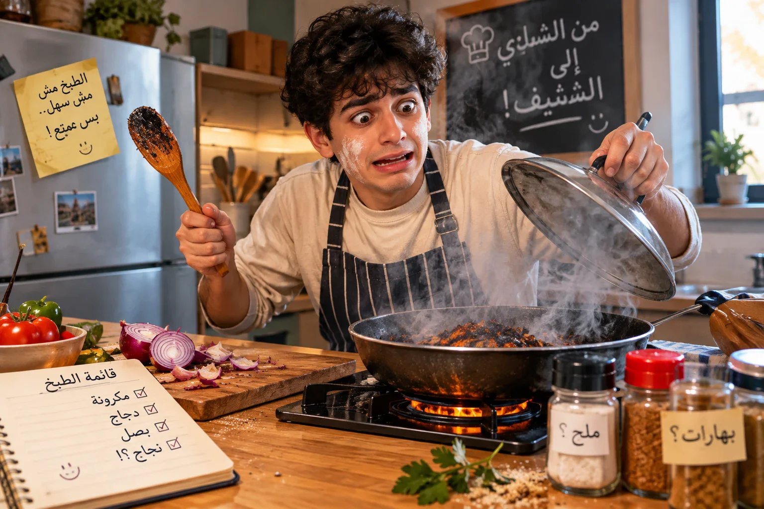 image about عندما حاول أحمد أن يصبح طباخًا محترفًا.. وانتهى الأمر بطلب النجدة! 😂