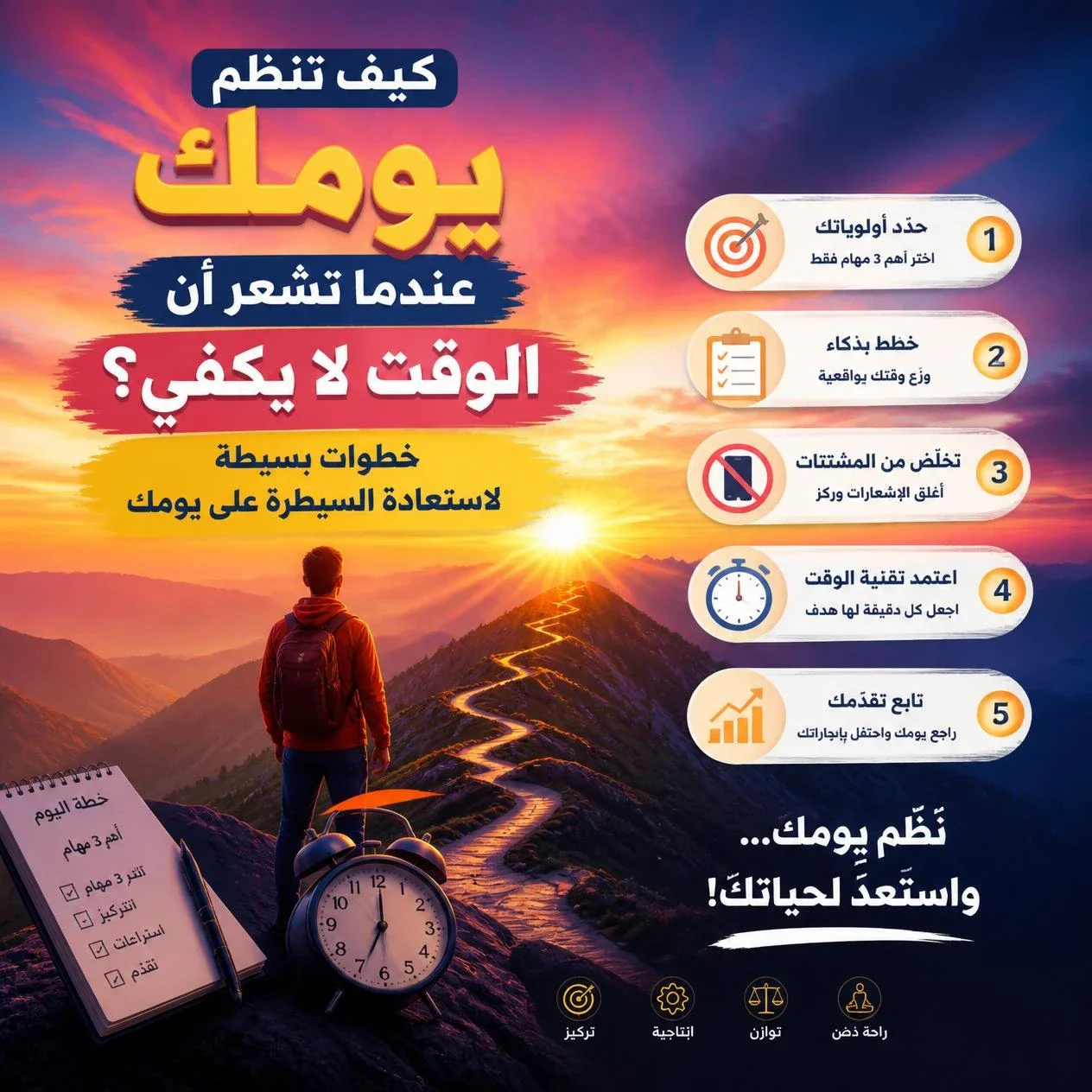 image about كيف تنظم يومك عندما تشعر أن الوقت لا يكفي؟ خطوات بسيطة لاستعادة السيطرة على يومك