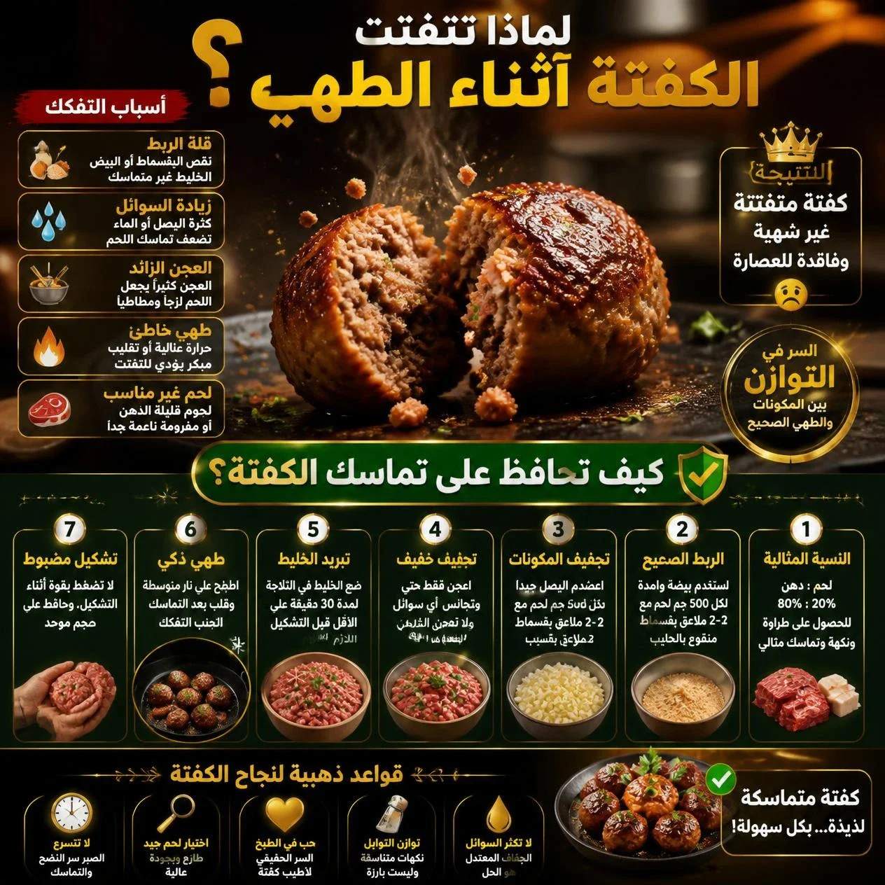 image about لماذا تتفتت الكفتة أثناء الطهي؟ وكيف تحافظ على تماسكها؟