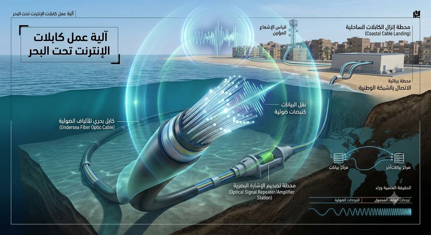 image about كيف ينتقل الإنترنت عبر الألياف الضوئية تحت البحار؟