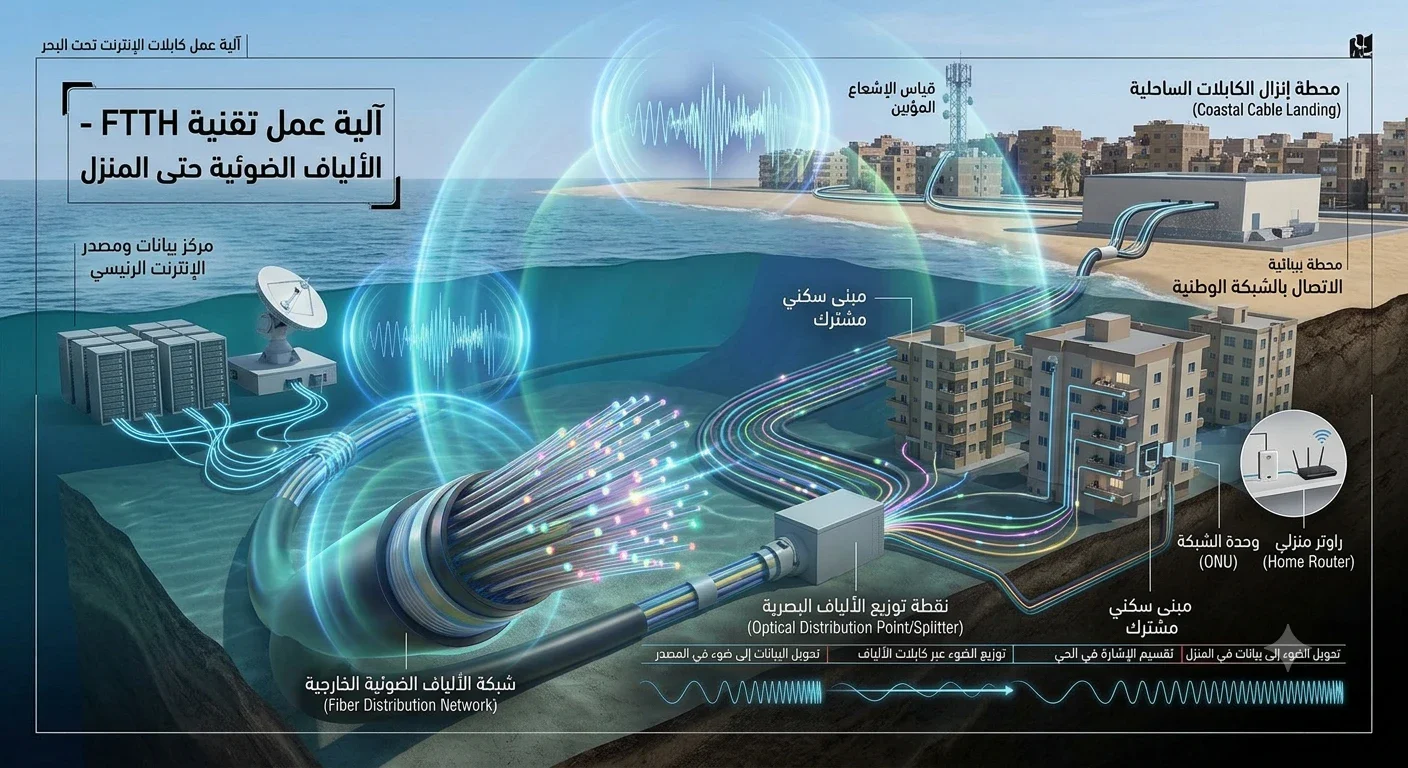 image about كيف تعمل تقنية FTTH؟ الإنترنت عبر الألياف الضوئية حتى المنزل