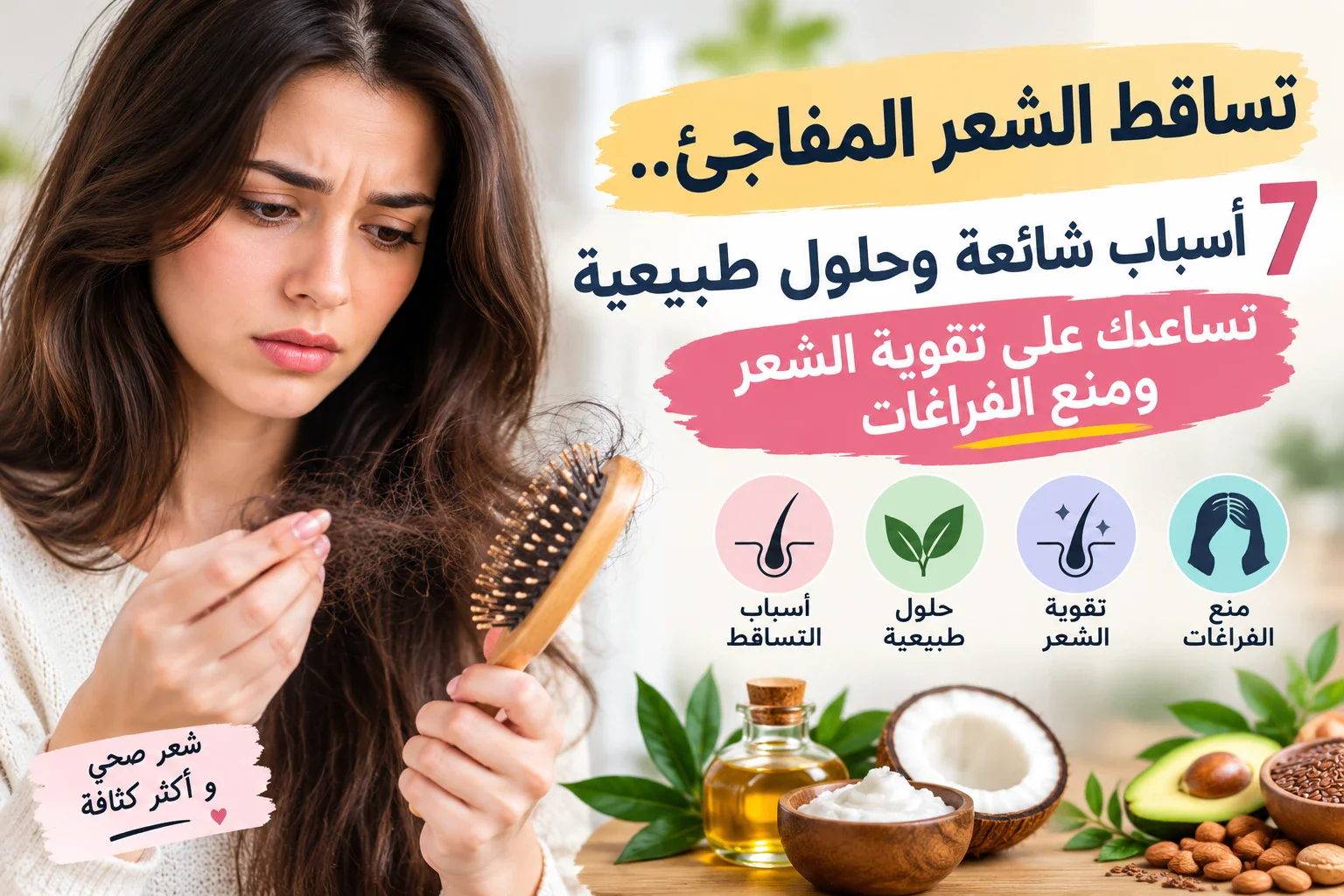 image about تساقط الشعر المفاجئ.. 7 أسباب شائعة وحلول طبيعية تساعدك على تقوية الشعر ومنع الفراغات