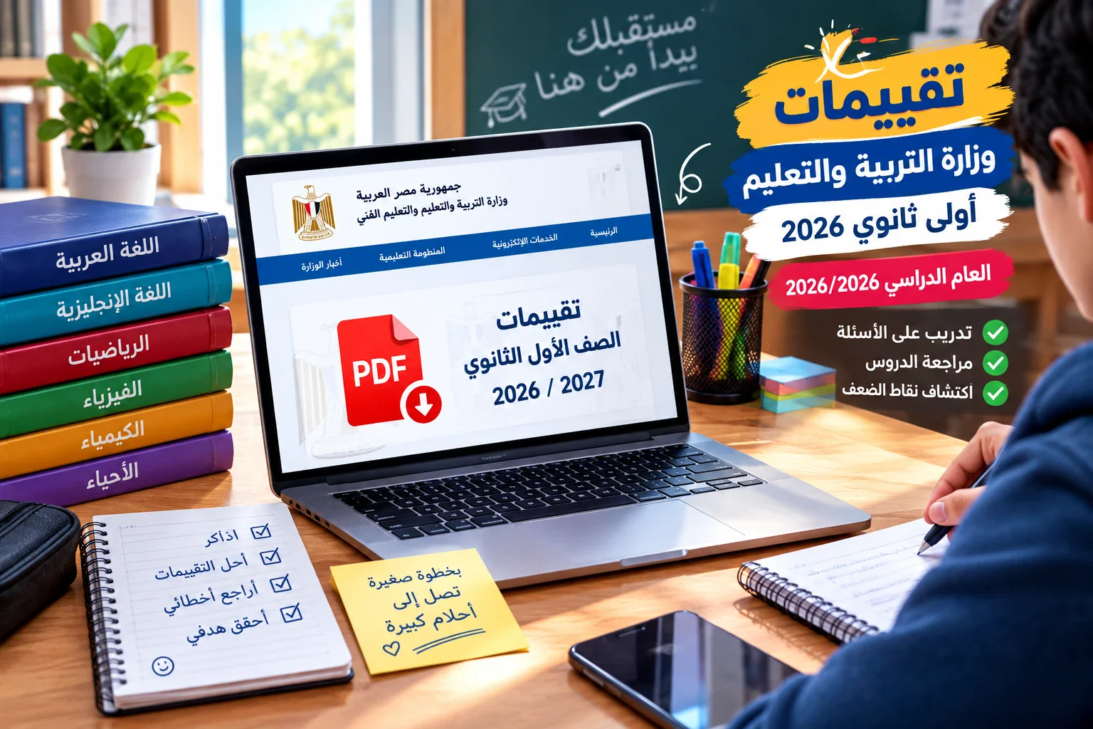 image about تحميل تقييمات وزارة التربية والتعليم أولى ثانوي 2026 PDF | العام الدراسي 2026/2027