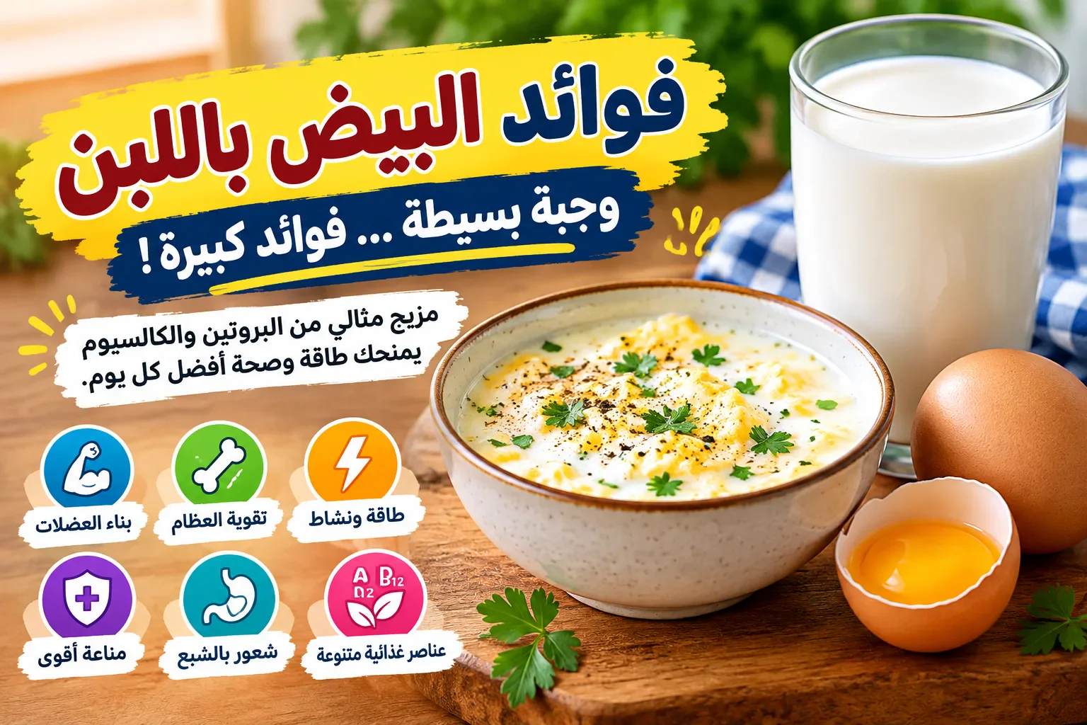 image about البيض باللبن.. وجبة بسيطة تمنحك البروتين والكالسيوم والطاقة!