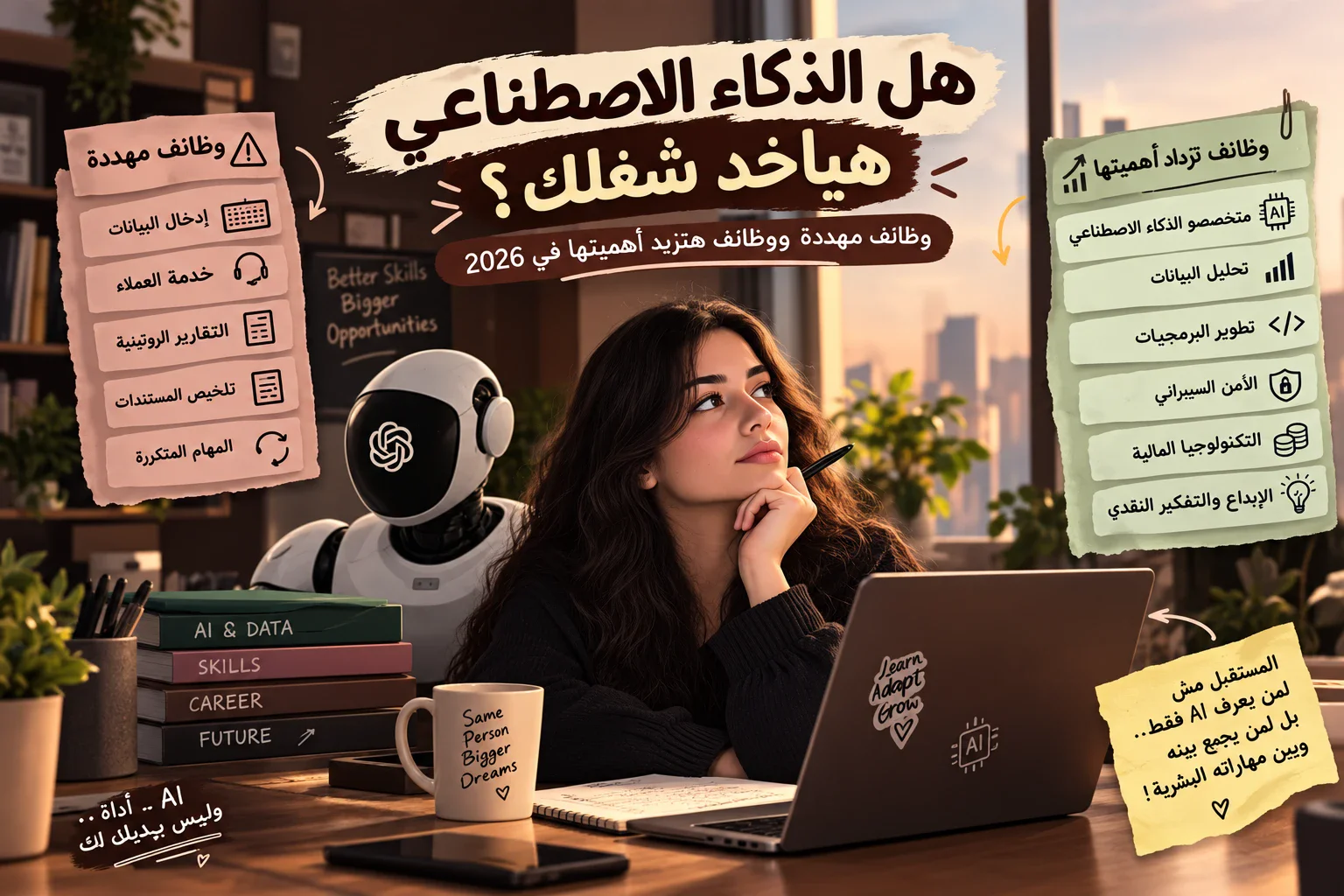 image about هل الذكاء الاصطناعي هياخد شغلك؟ وظائف مهددة ووظائف هتزيد أهميتها في 2026