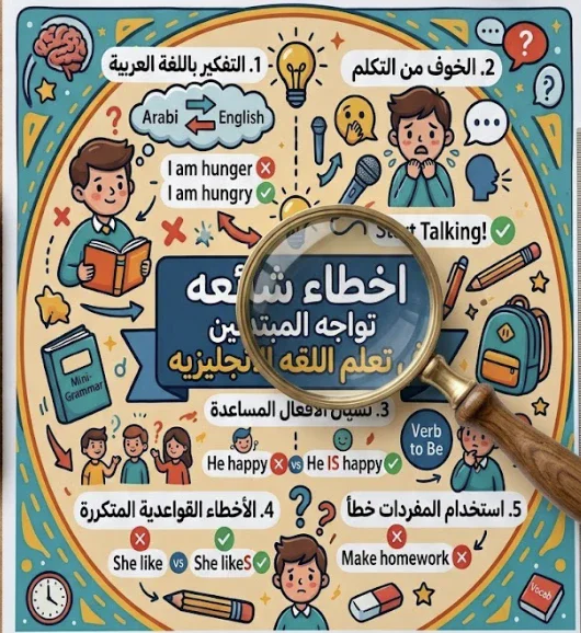 image about أخطاء شائعه تواجه المبتدئين في تعلم اللغه الإنجليزيه