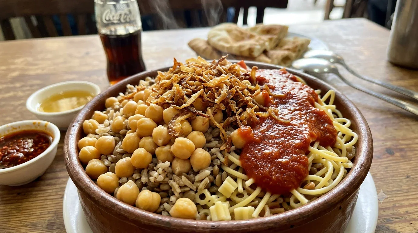 image about أشهر الأكلات في المطبخ المصري: رحلة بين الكشري والفول والطعمية والملوخية والمحشي والفتة والحلويات المصرية