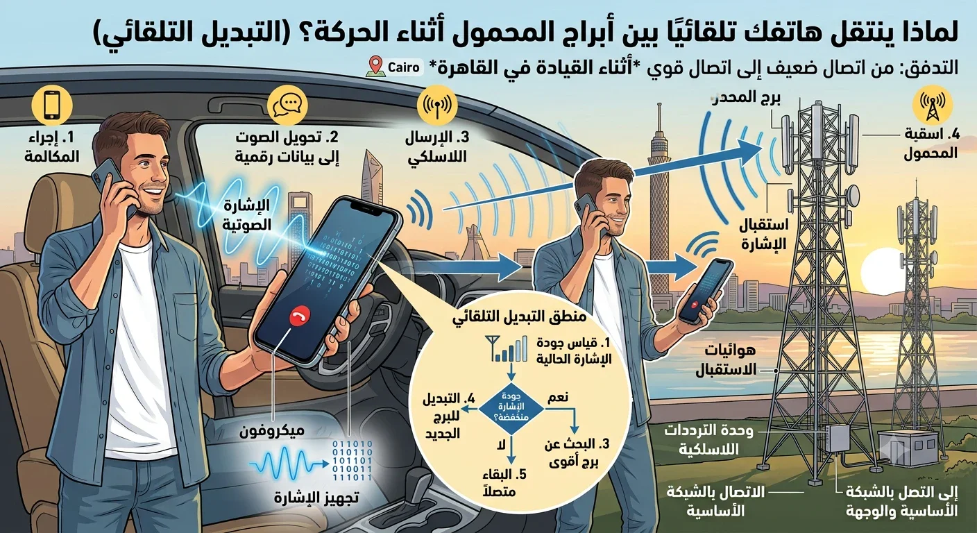 image about لماذا ينتقل هاتفك تلقائيًا بين أبراج المحمول أثناء الحركة؟