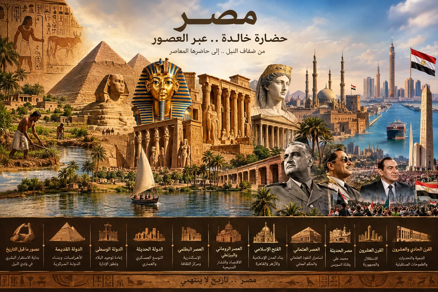 image about تاريخ الحضارة المصرية: رحلة عبر آلاف السنين من الفراعنة إلى مصر الحديثة