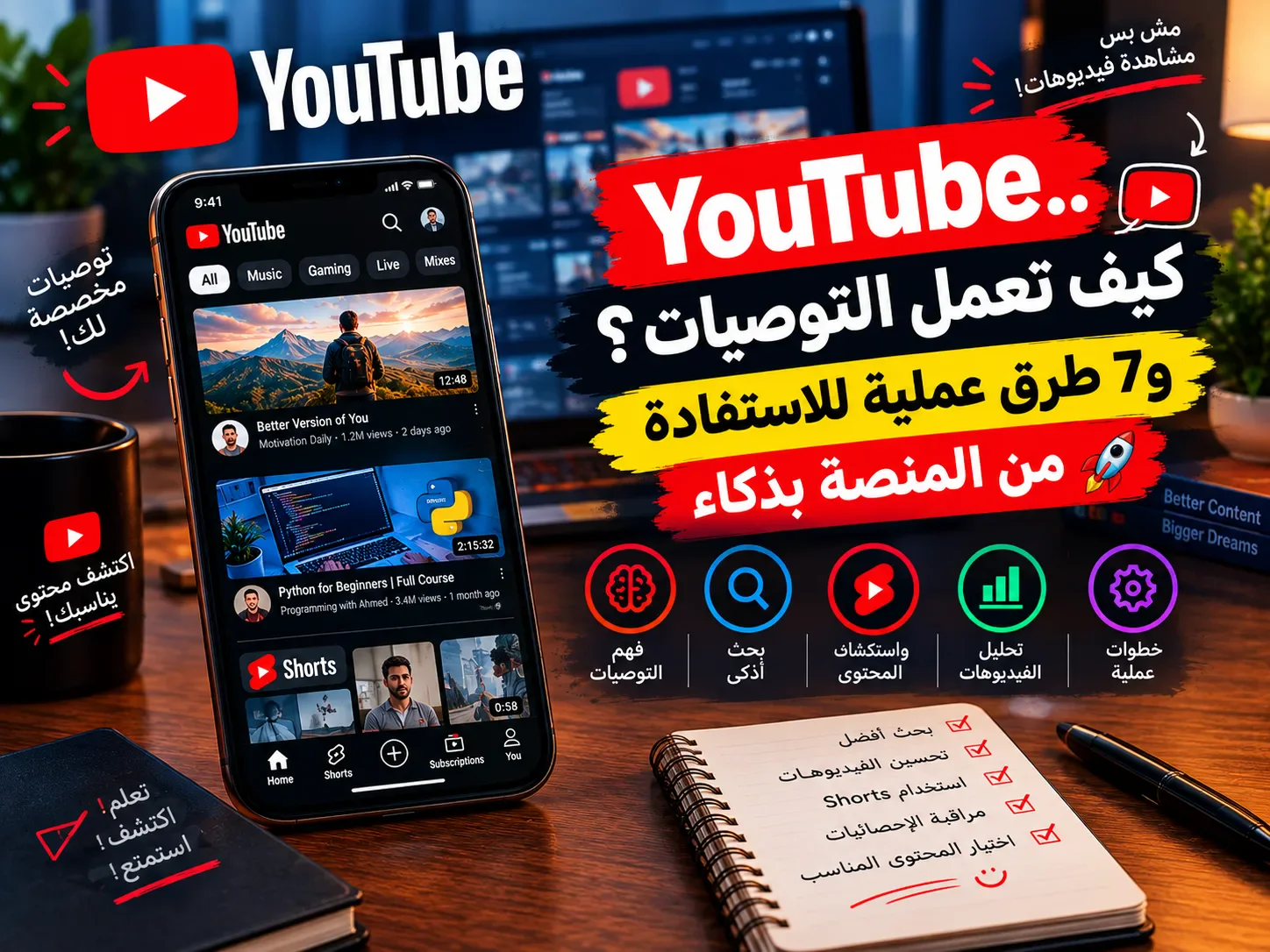 image about ▶️ YouTube.. كيف تعمل التوصيات؟ و7 طرق عملية للاستفادة من المنصة بذكاء 🚀