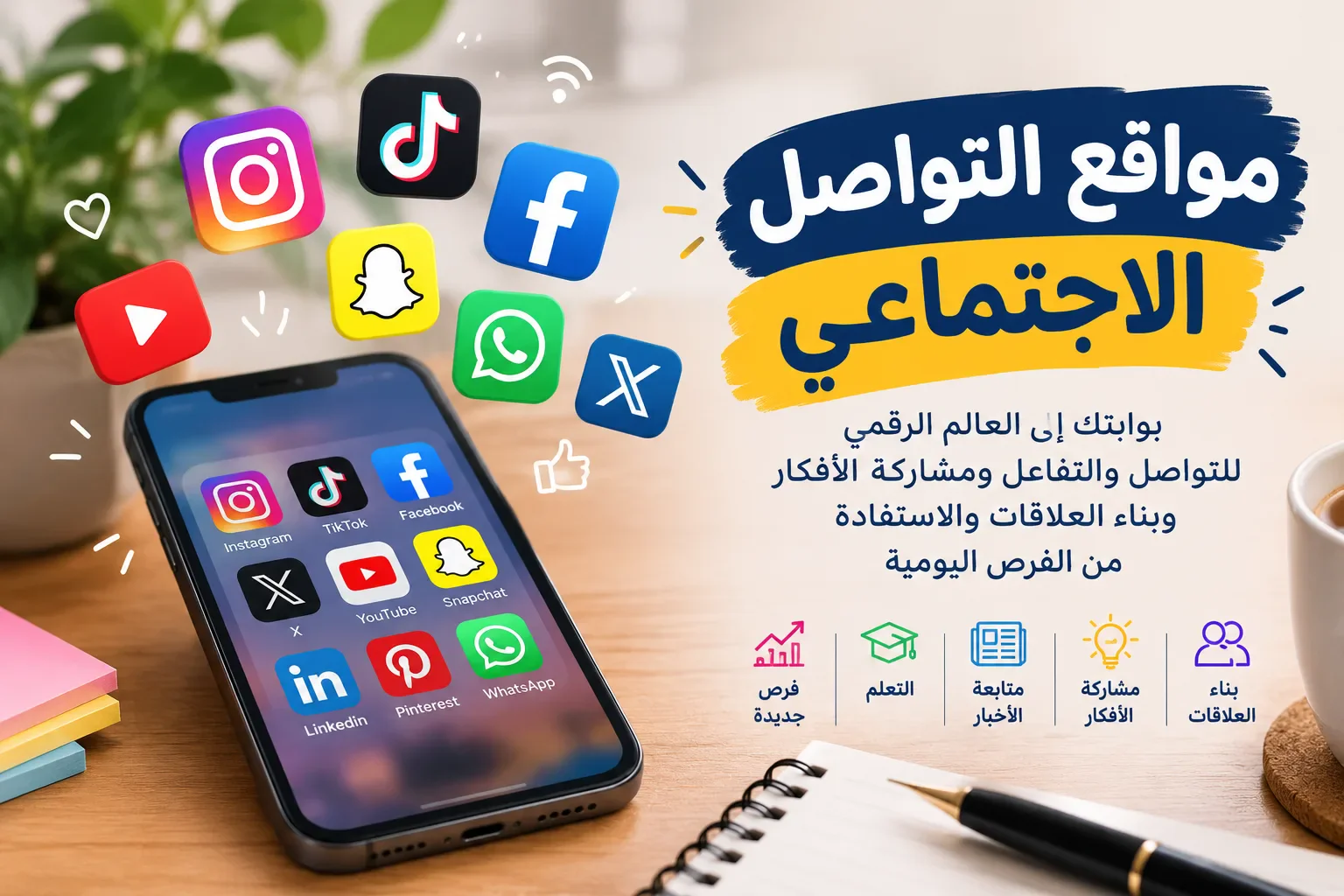 image about مواقع التواصل الاجتماعي: بوابتك إلى العالم الرقمي للتواصل والتفاعل ومشاركة الأفكار وبناء العلاقات والاستفادة من الفرص ال