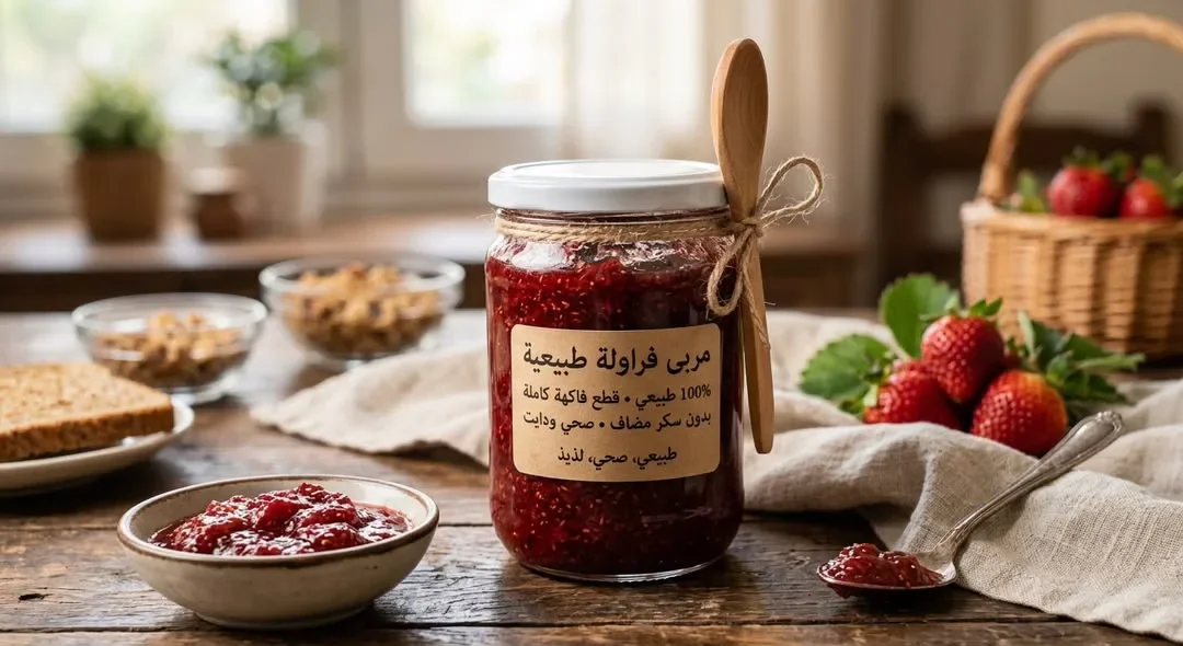 image about طريقة عمل مربى الفراولة الصحية لمرضى السكر باستخدام سكر ستيفيا وبذور الشيا