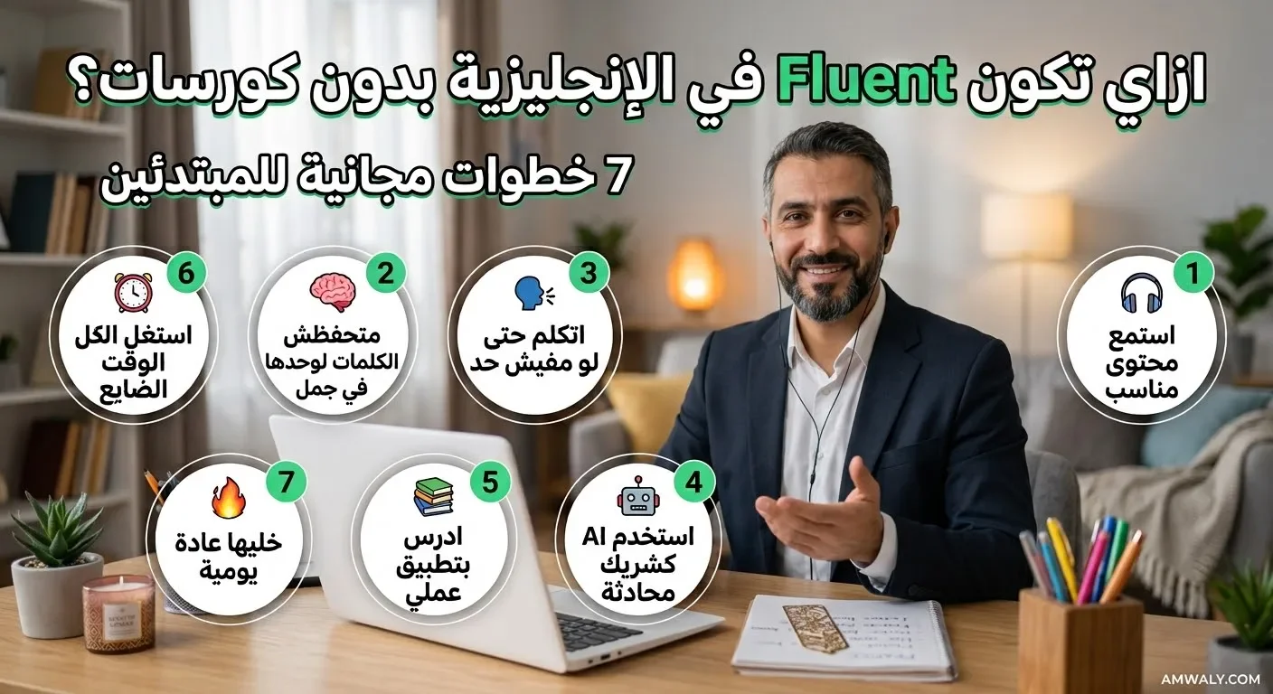 image about كيف تتحدث الإنجليزية بطلاقة بدون كورسات ؟! ٧ خطوات عملية للمبتدئين 