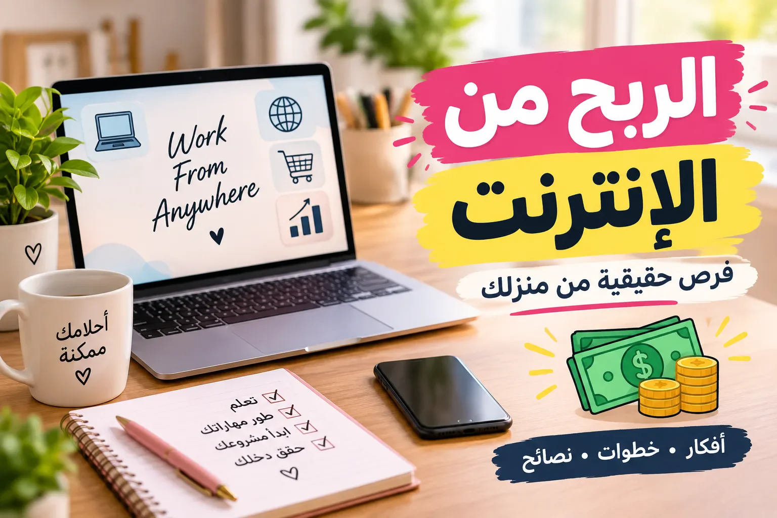image about الربح من الإنترنت: أفضل الطرق والأفكار للعمل من المنزل وتحقيق دخل إضافي بخطوات بسيطة ومهارات يمكنك تعلمها والبدء بها الي
