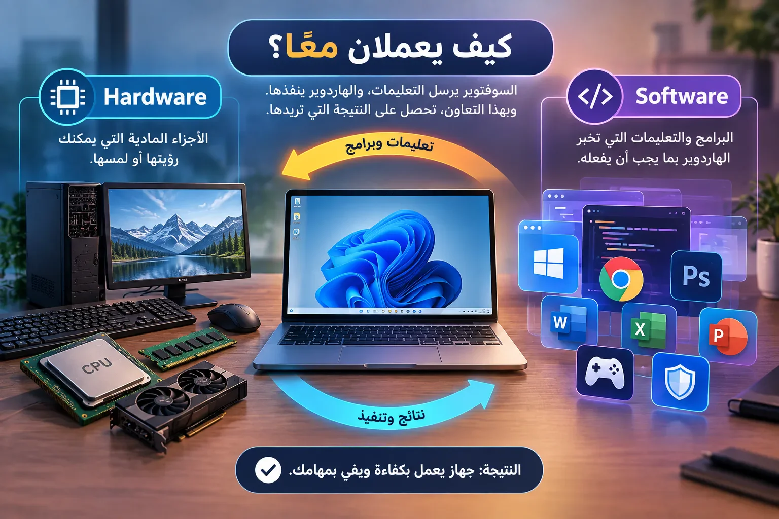 image about ما الفرق بين Hardware وSoftware؟ وكيف يعملان معًا في جهازك؟