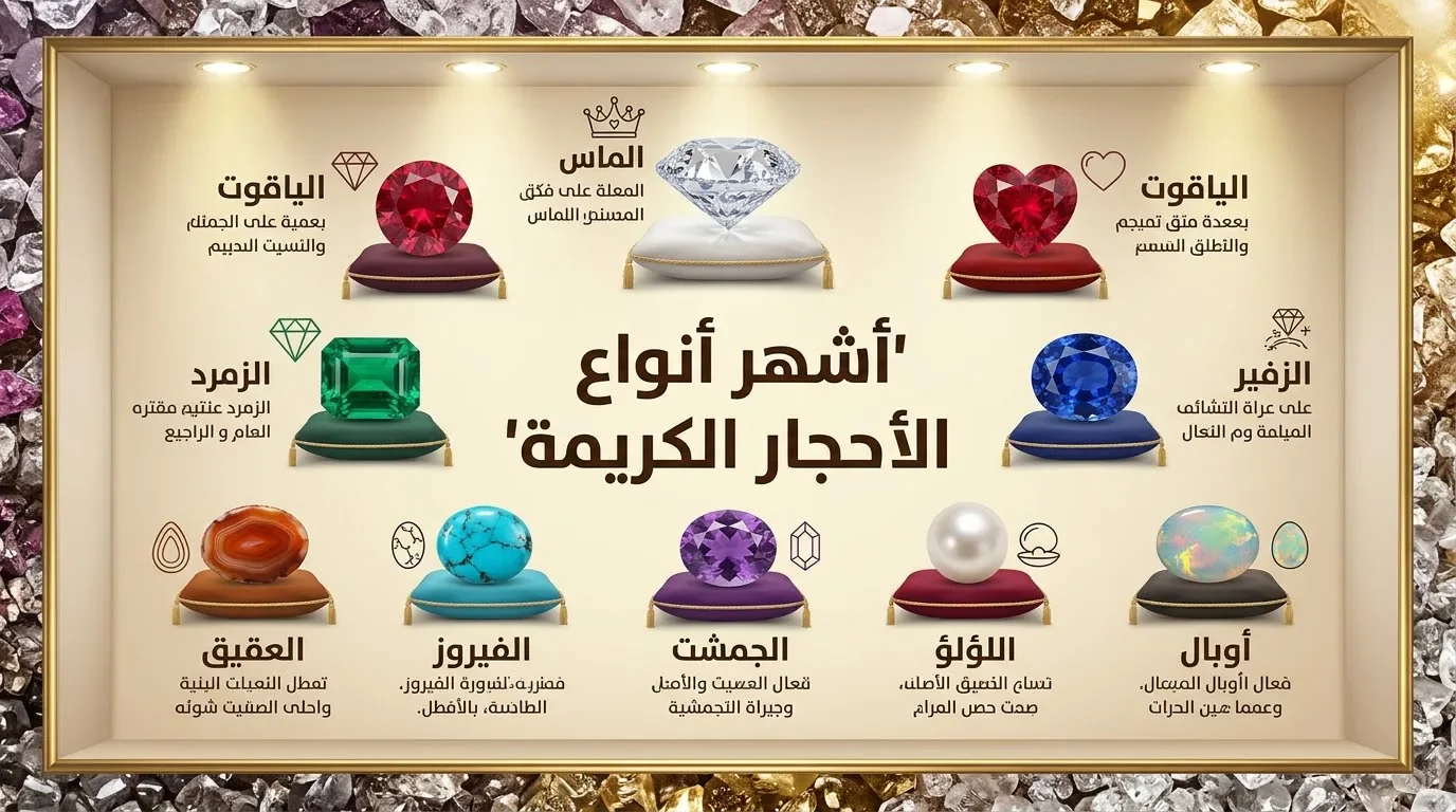 image about الأحجار الكريمة: أنواعها وخصائصها وأهم النصائح لاختيار الحجر المناسب والعناية به والحفاظ على جماله وقيمته عبر العصور   .