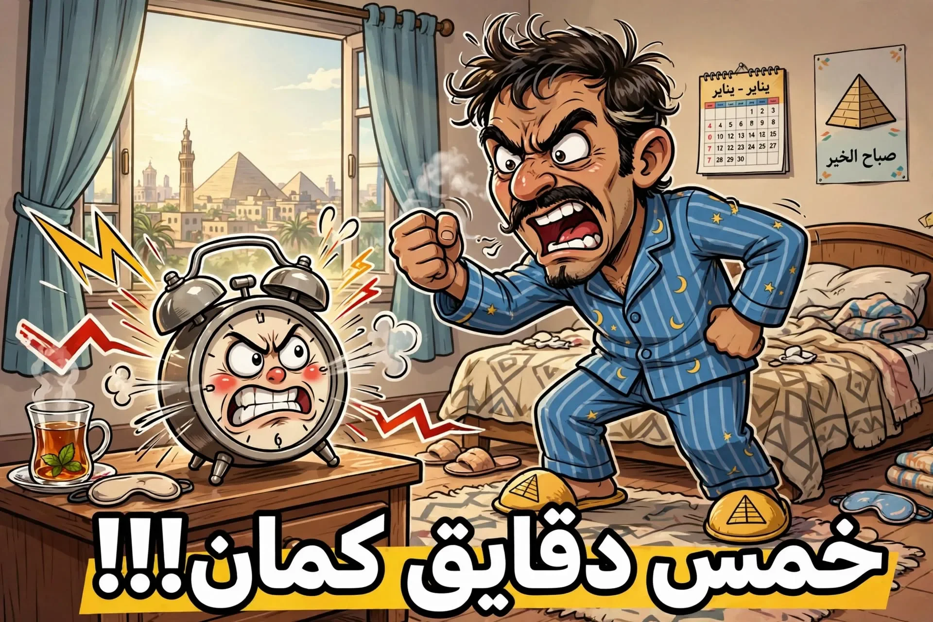 image about  يوميات المواطن المصري: كيف نحول الزحمة والحر والمنبه إلى كوميديا يومية