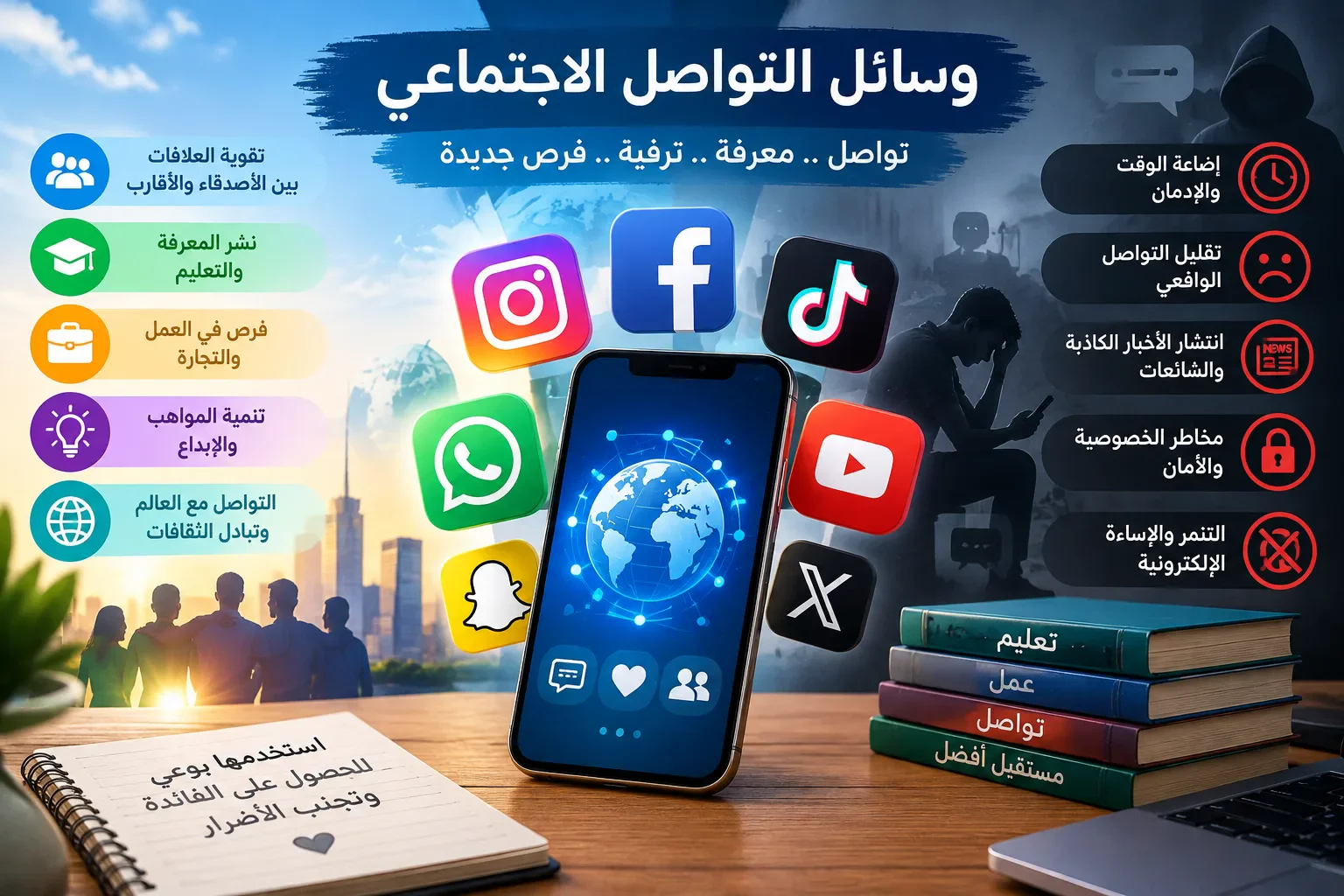 image about وسائل التواصل الاجتماعي وأثرها في حياتنا