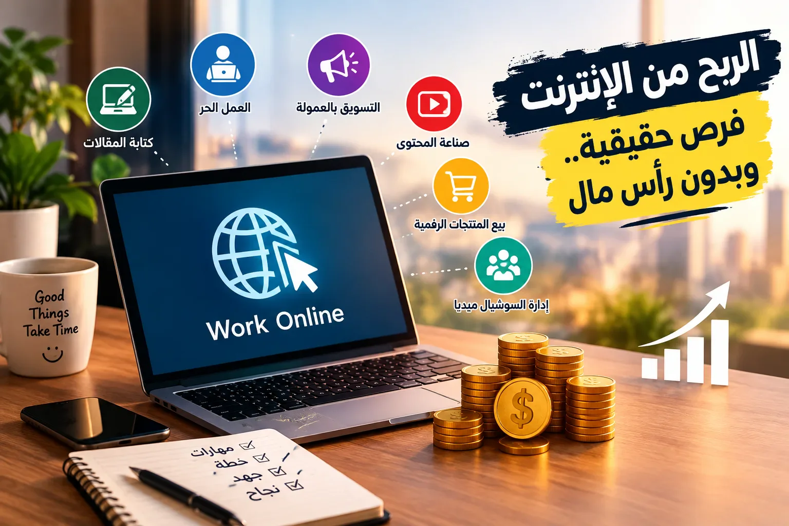 image about الربح من الإنترنت 2026: 7 طرق حقيقية لبدء تحقيق دخل من المنزل بدون رأس مال