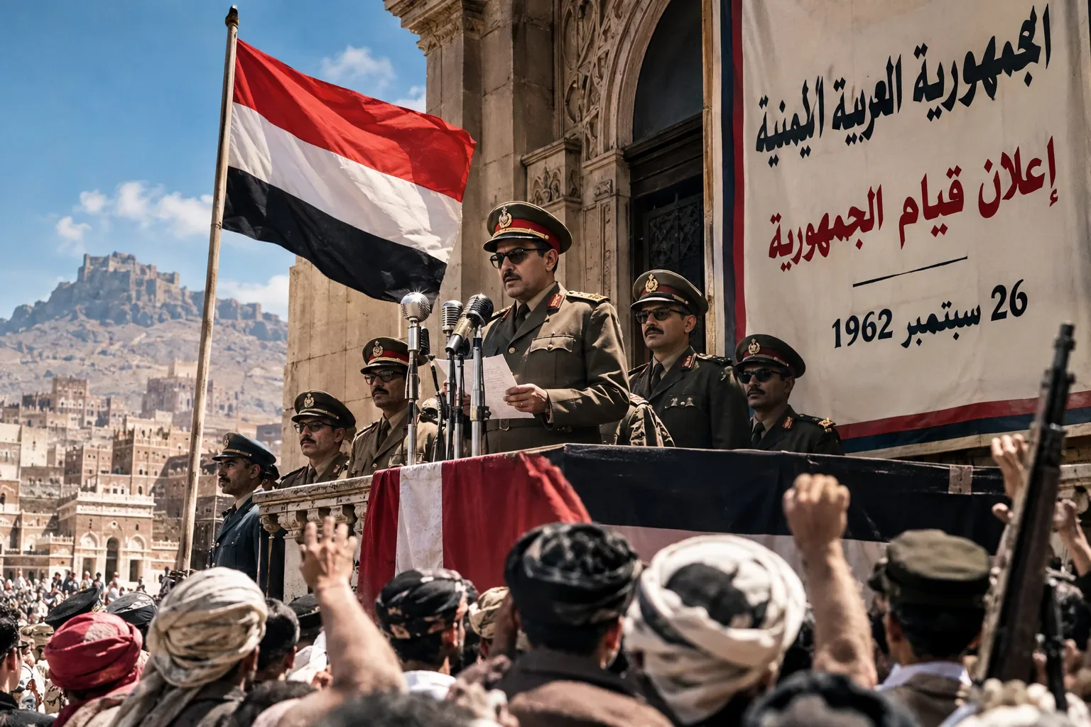 image about «ماذا حدث في ليلة 26 سبتمبر 1962؟ القصة الكاملة لثورة اليمن وأسرار الضباط الأحرار».