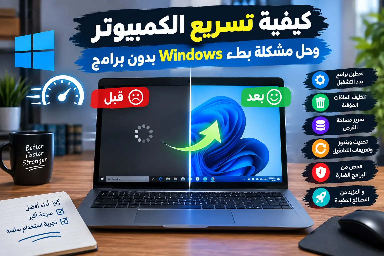 image about كيفية تسريع الكمبيوتر وحل مشكلة بطء Windows: 10 طرق فعالة لتحسين الأداء