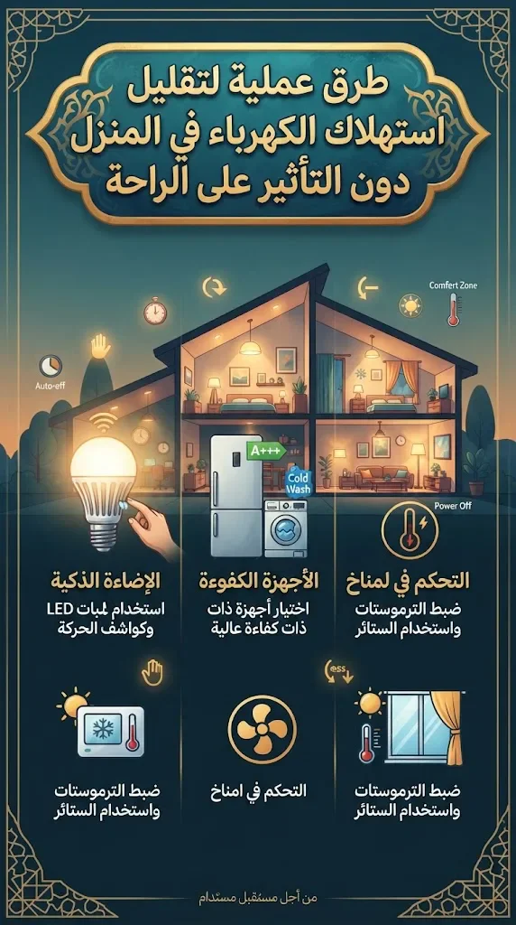 image about طرق عملية لتقليل استهلاك الكهرباء في المنزل دون التأثير على الراحة