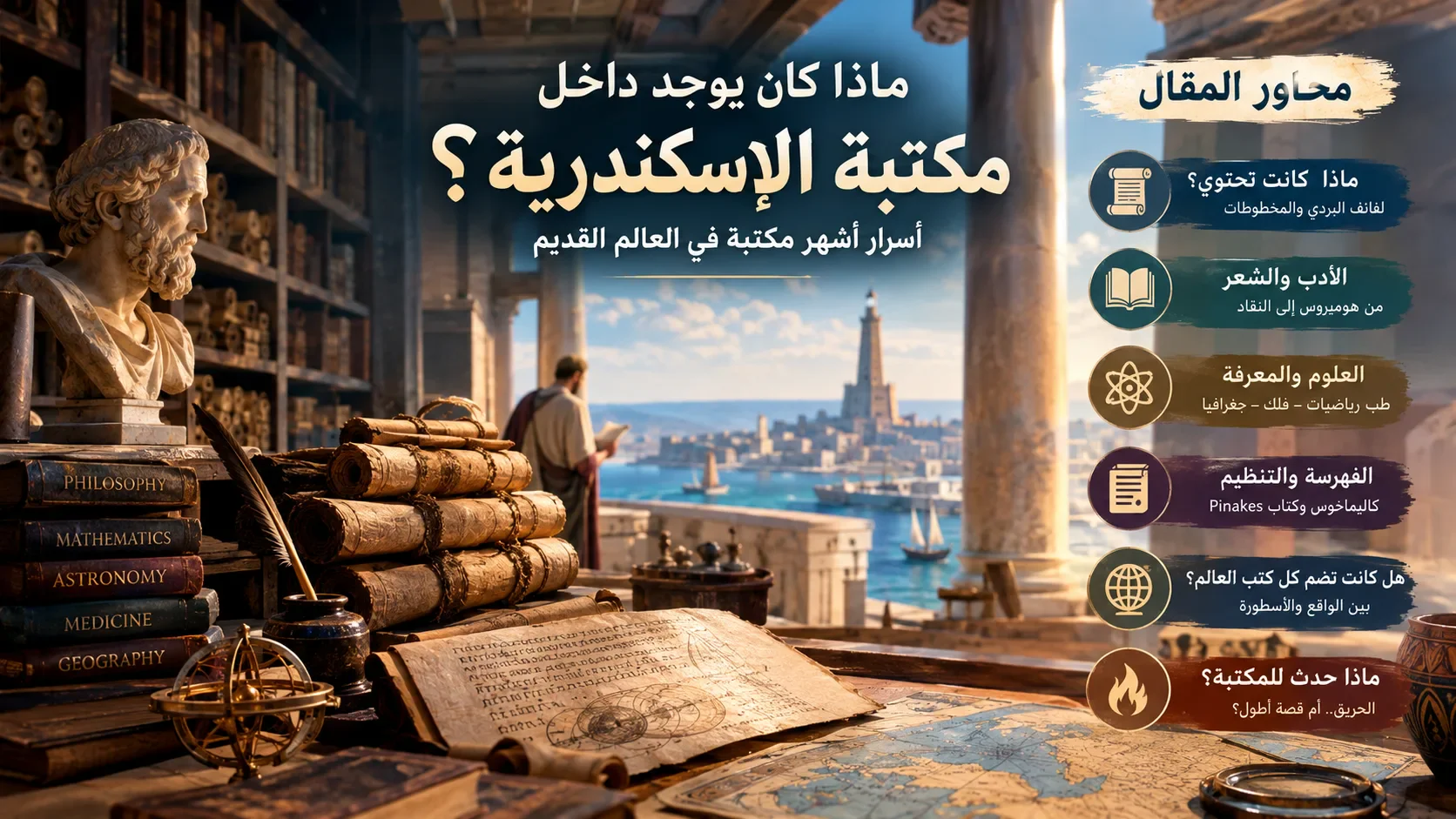 image about ماذا كان يوجد داخل مكتبة الإسكندرية؟