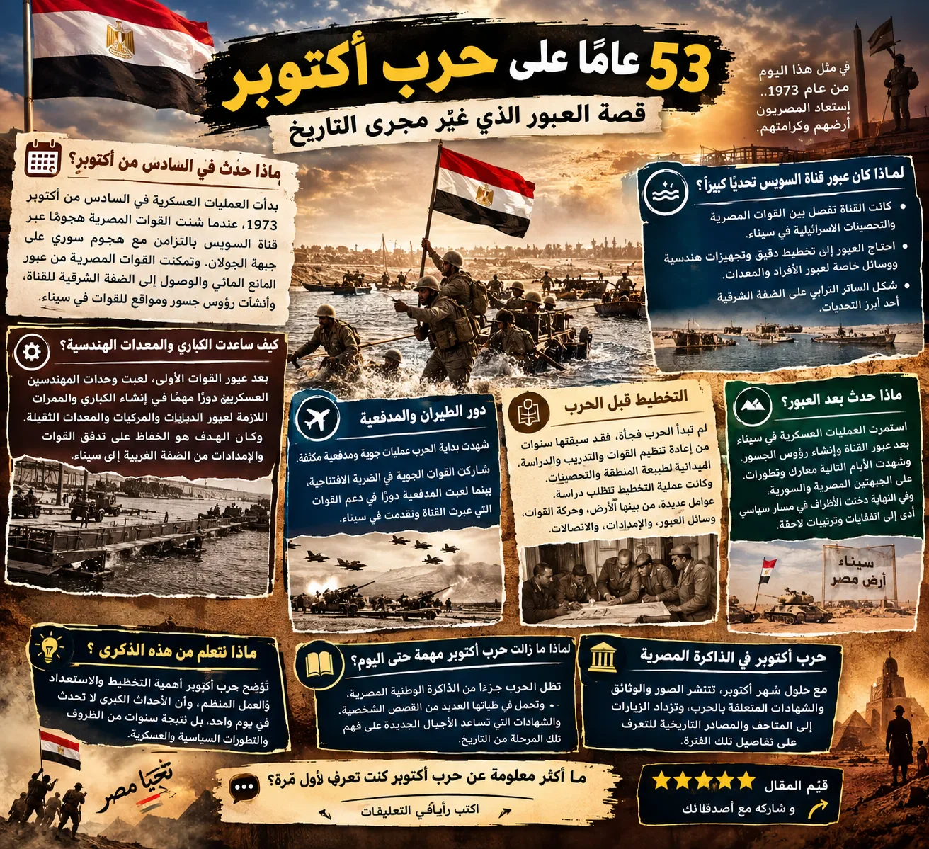 image about 53 عامًا على حرب أكتوبر.. قصة العبور الذي غيّر مجرى التاريخ🇪🇬 
