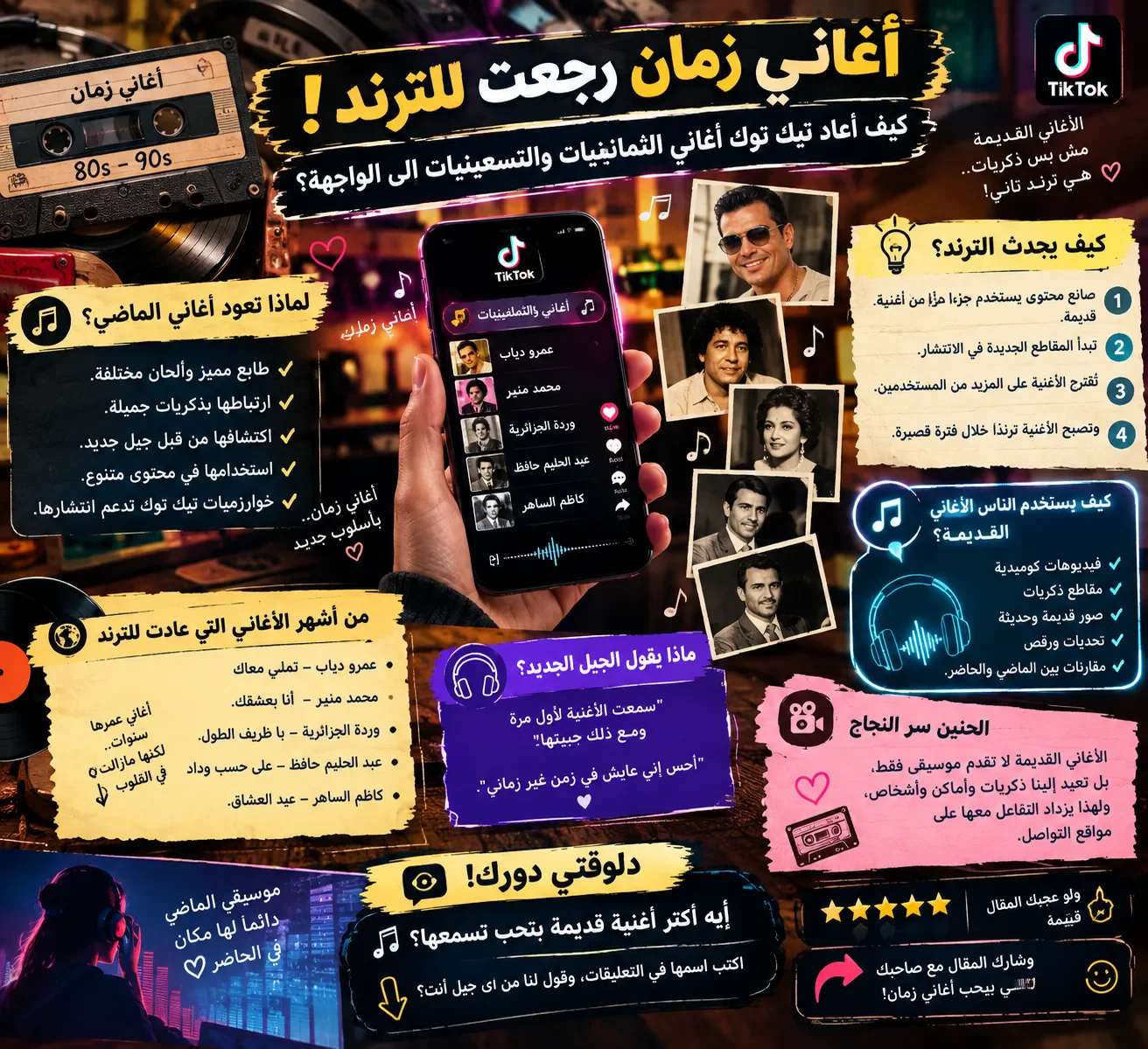 image about 🎵 أغاني زمان رجعت للترند! كيف أعاد تيك توك أغاني الثمانينيات والتسعينيات إلى الواجهة؟